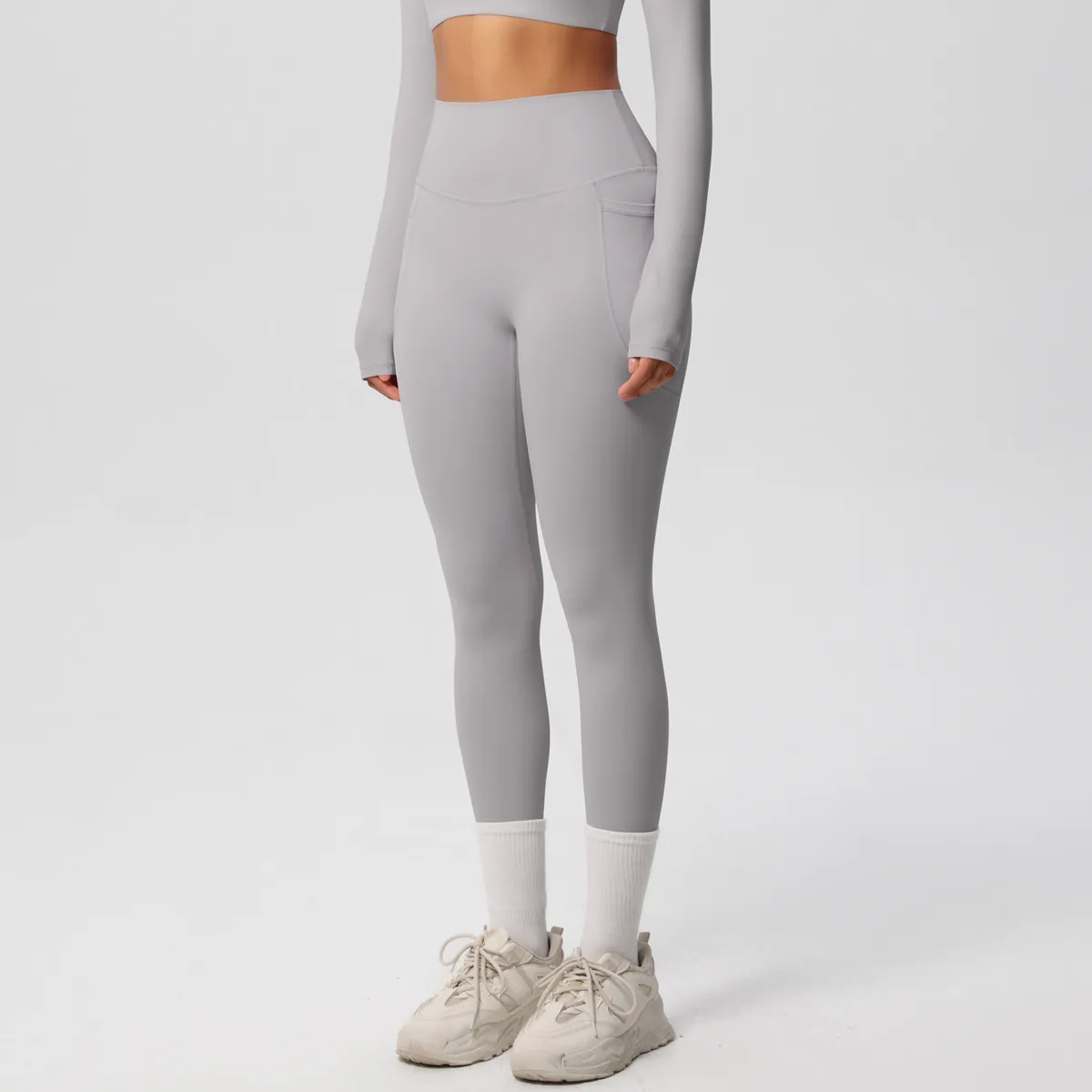 New Pure Color Double-Sided Brushed High-Waist Yoga Pants Breathable Sports Running Fitness Gym Shorts Nylon Spandex Shorts display picture 113