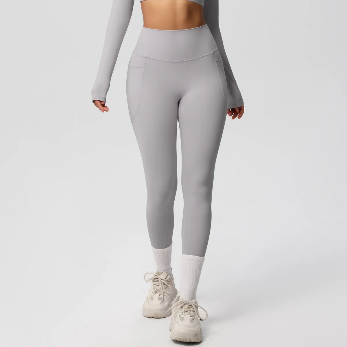 New Pure Color Double-Sided Brushed High-Waist Yoga Pants Breathable Sports Running Fitness Gym Shorts Nylon Spandex Shorts display picture 114