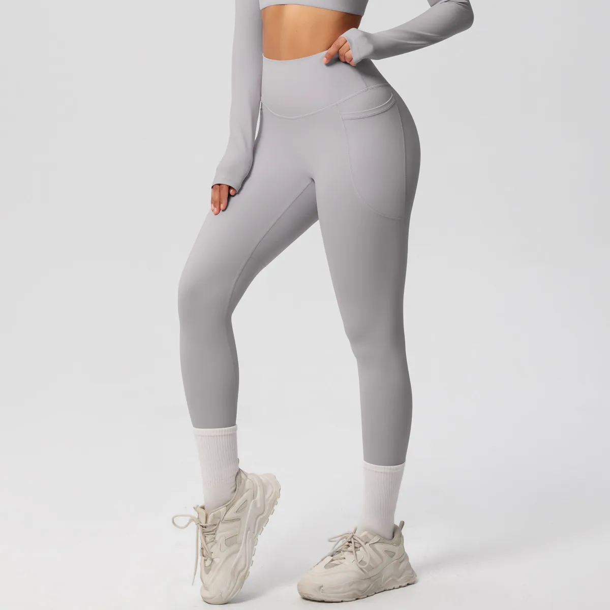 New Pure Color Double-Sided Brushed High-Waist Yoga Pants Breathable Sports Running Fitness Gym Shorts Nylon Spandex Shorts display picture 115