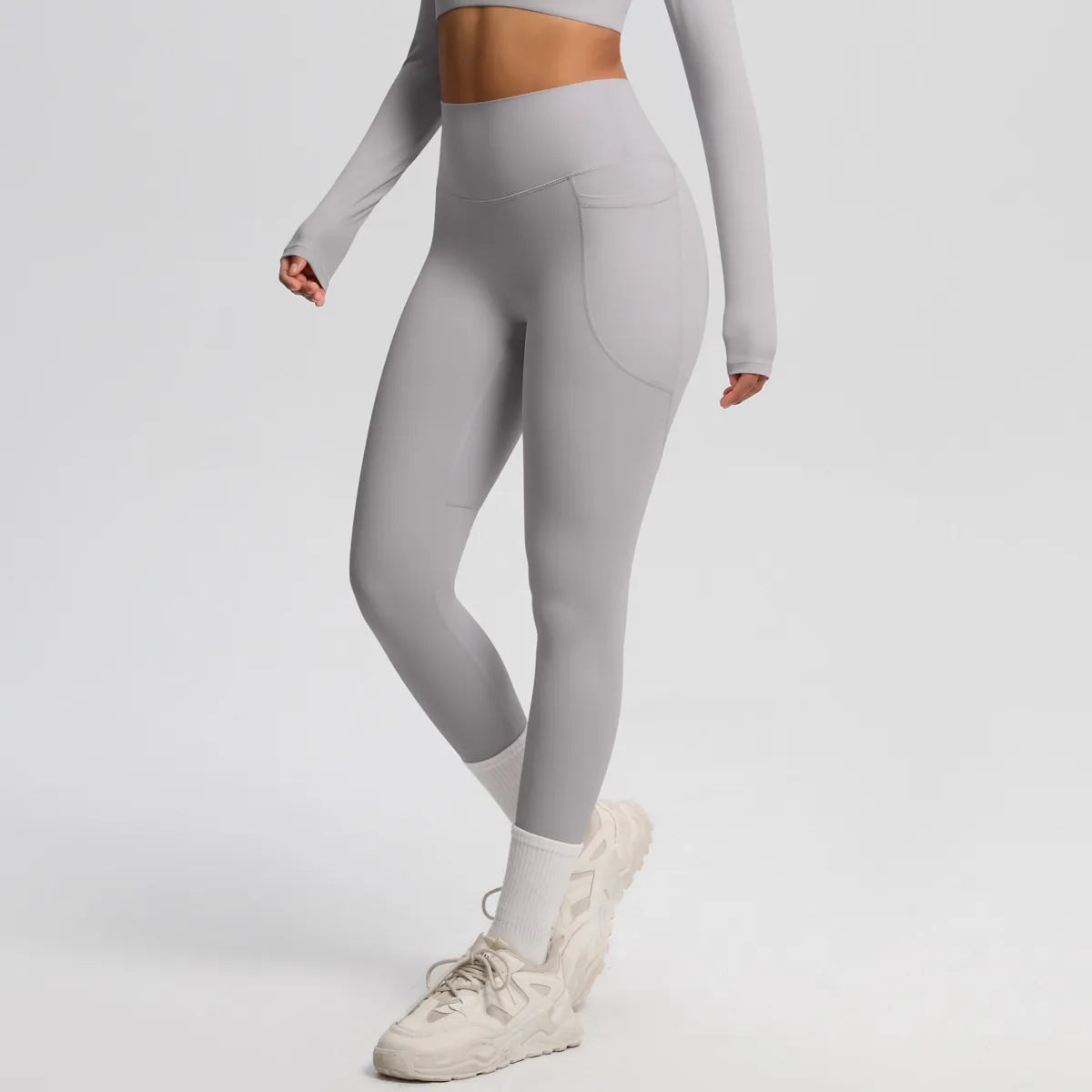 New Pure Color Double-Sided Brushed High-Waist Yoga Pants Breathable Sports Running Fitness Gym Shorts Nylon Spandex Shorts display picture 116