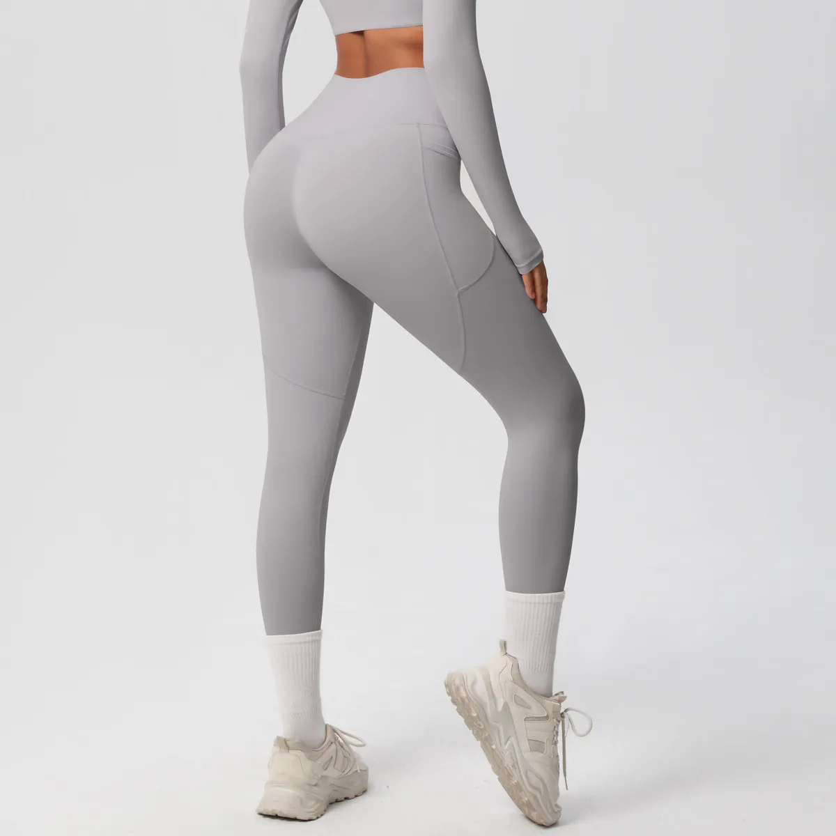 New Pure Color Double-Sided Brushed High-Waist Yoga Pants Breathable Sports Running Fitness Gym Shorts Nylon Spandex Shorts display picture 120