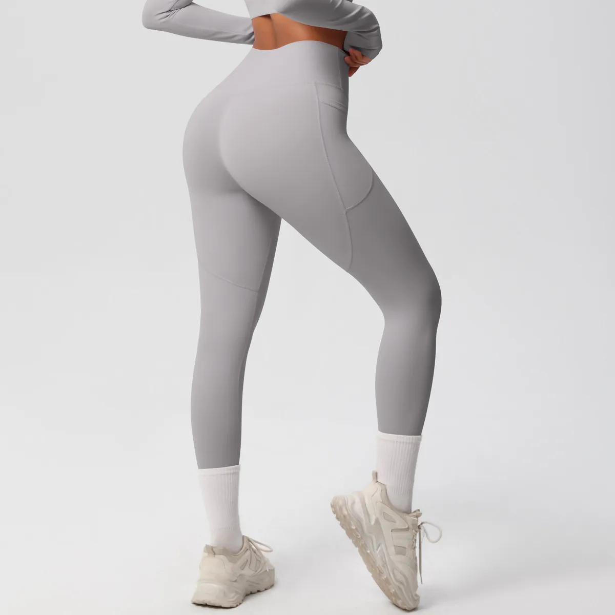 New Pure Color Double-Sided Brushed High-Waist Yoga Pants Breathable Sports Running Fitness Gym Shorts Nylon Spandex Shorts display picture 121