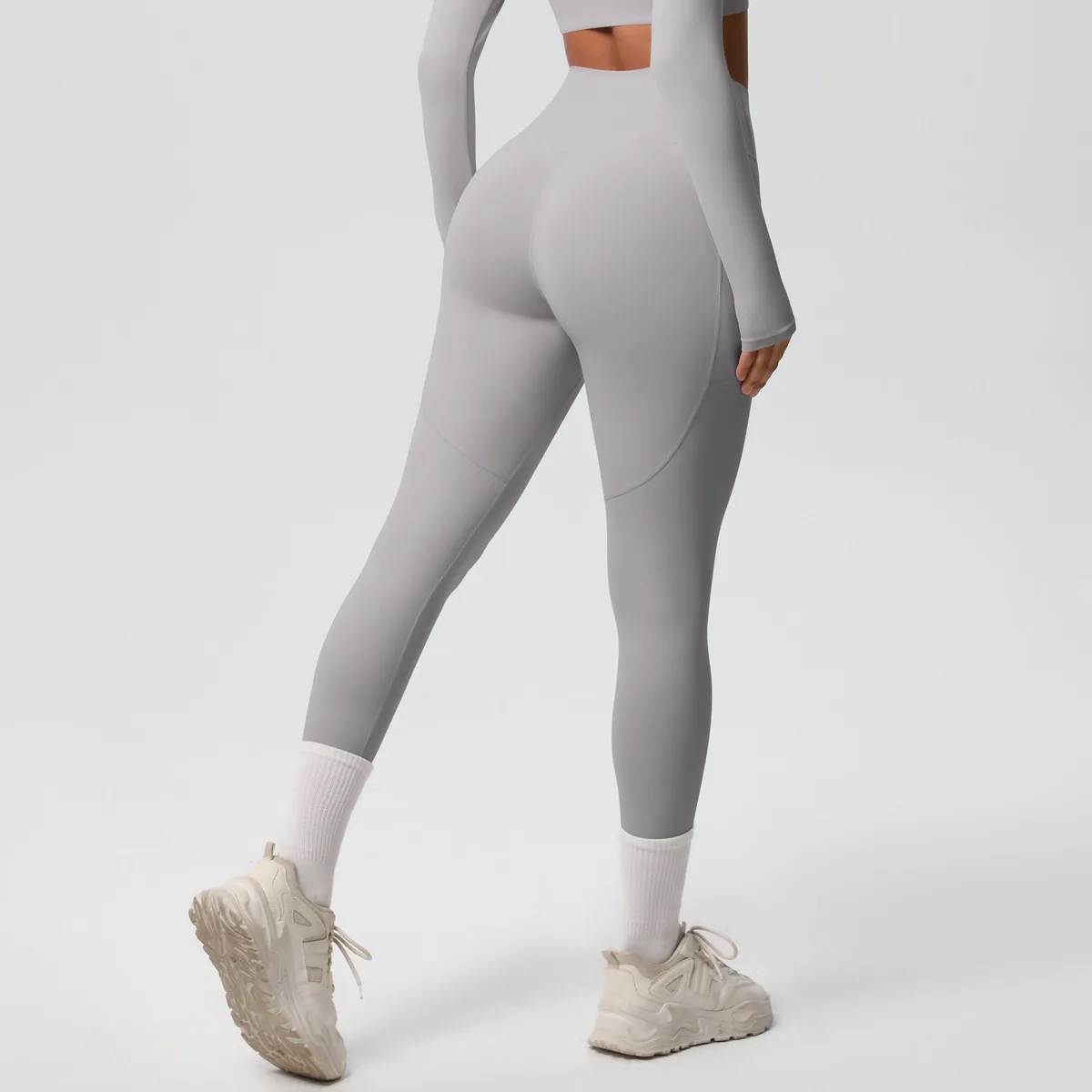 New Pure Color Double-Sided Brushed High-Waist Yoga Pants Breathable Sports Running Fitness Gym Shorts Nylon Spandex Shorts display picture 123