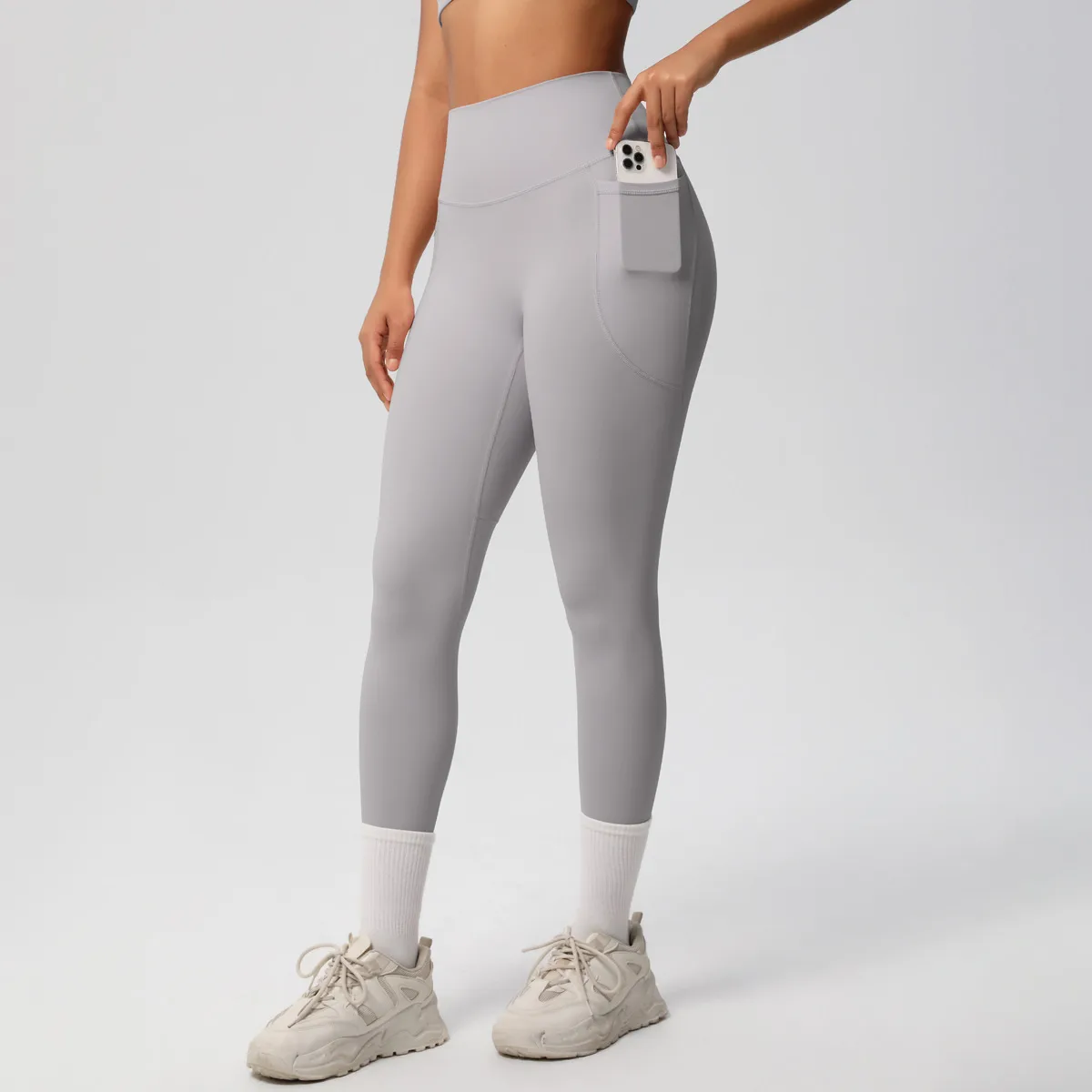 New Pure Color Double-Sided Brushed High-Waist Yoga Pants Breathable Sports Running Fitness Gym Shorts Nylon Spandex Shorts display picture 124