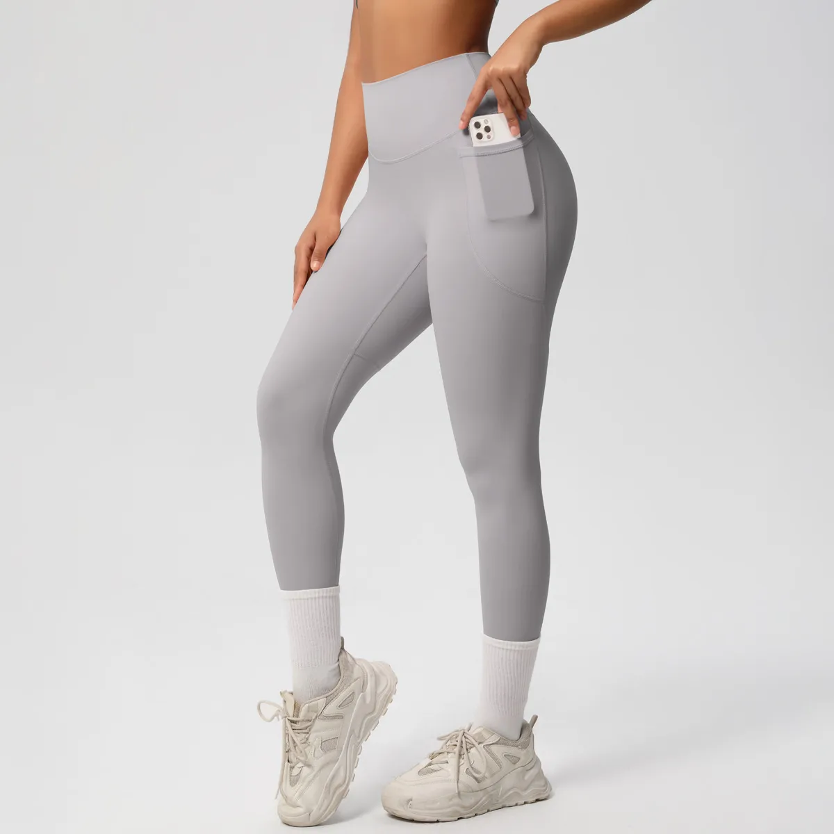 New Pure Color Double-Sided Brushed High-Waist Yoga Pants Breathable Sports Running Fitness Gym Shorts Nylon Spandex Shorts display picture 125