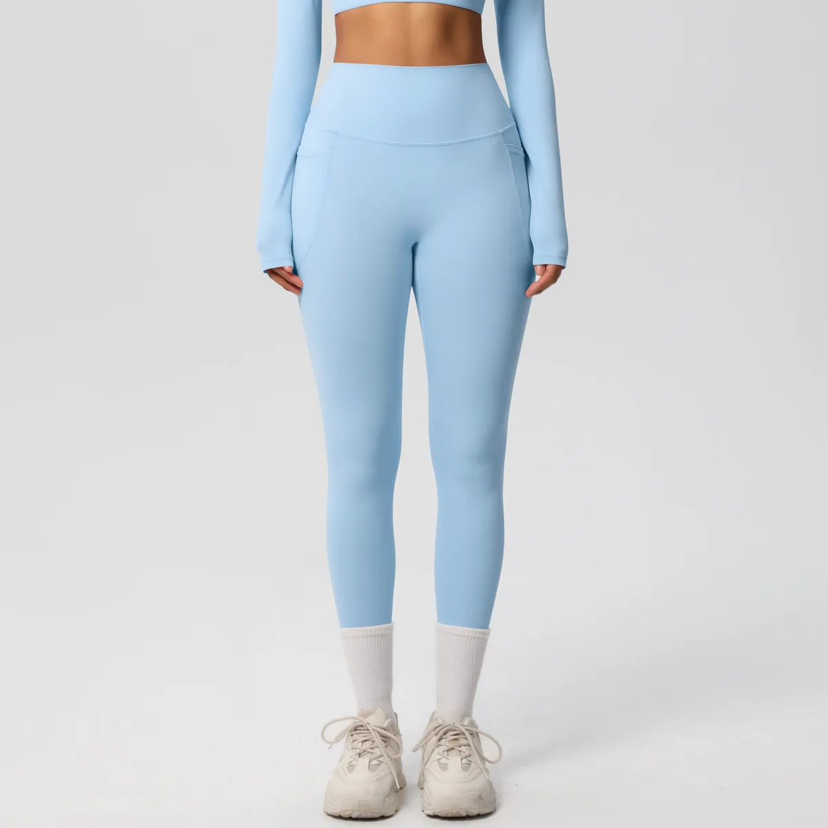 New Pure Color Double-Sided Brushed High-Waist Yoga Pants Breathable Sports Running Fitness Gym Shorts Nylon Spandex Shorts display picture 129