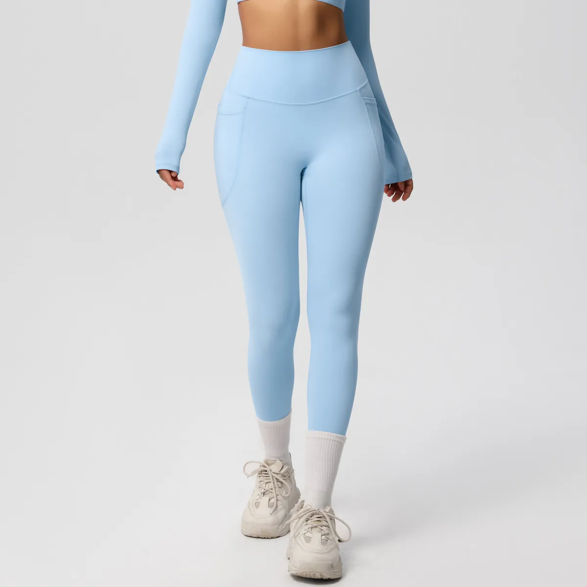 New Pure Color Double-Sided Brushed High-Waist Yoga Pants Breathable Sports Running Fitness Gym Shorts Nylon Spandex Shorts display picture 132