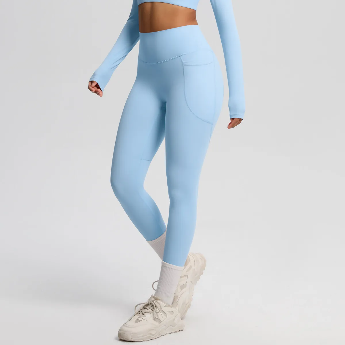 New Pure Color Double-Sided Brushed High-Waist Yoga Pants Breathable Sports Running Fitness Gym Shorts Nylon Spandex Shorts display picture 134