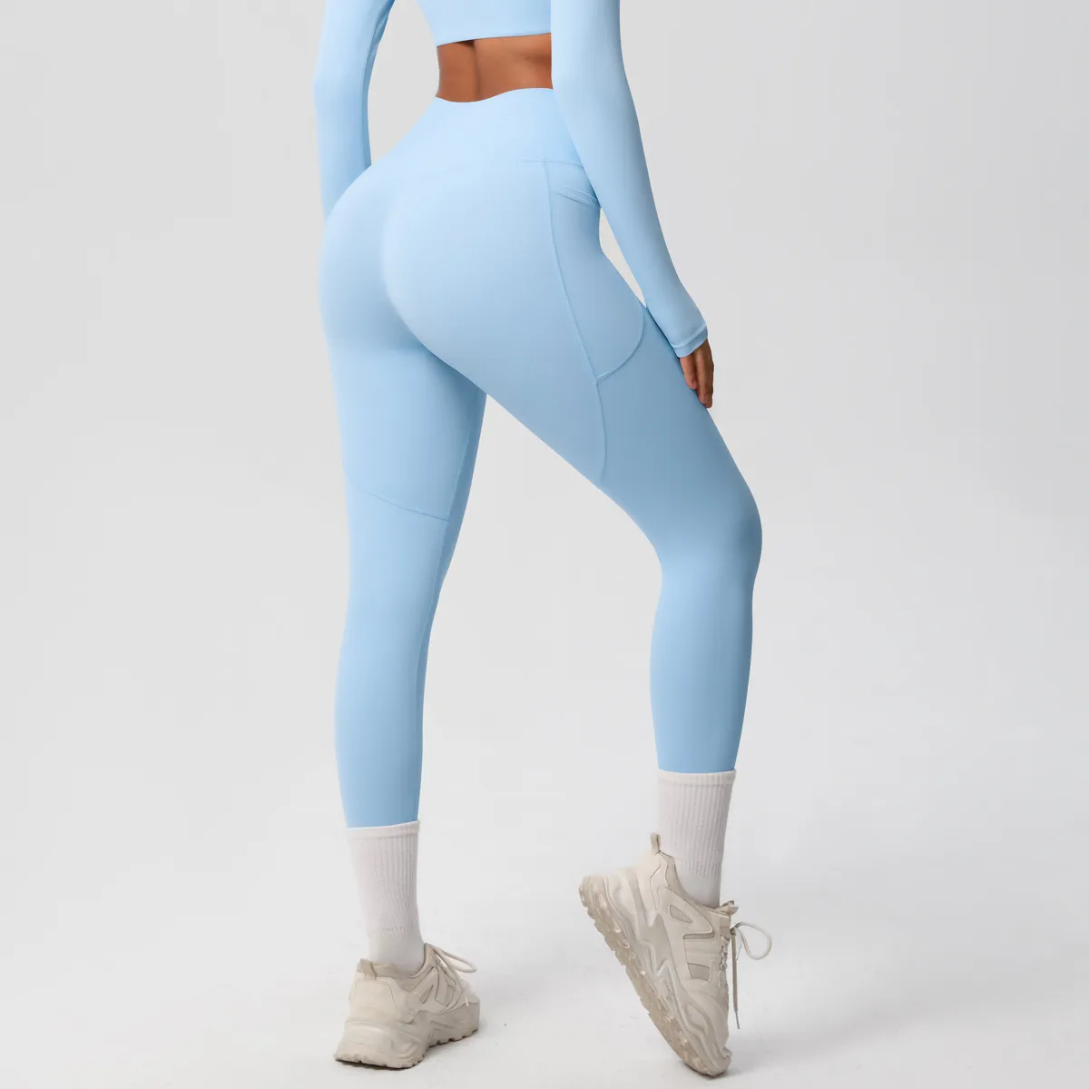 New Pure Color Double-Sided Brushed High-Waist Yoga Pants Breathable Sports Running Fitness Gym Shorts Nylon Spandex Shorts display picture 138