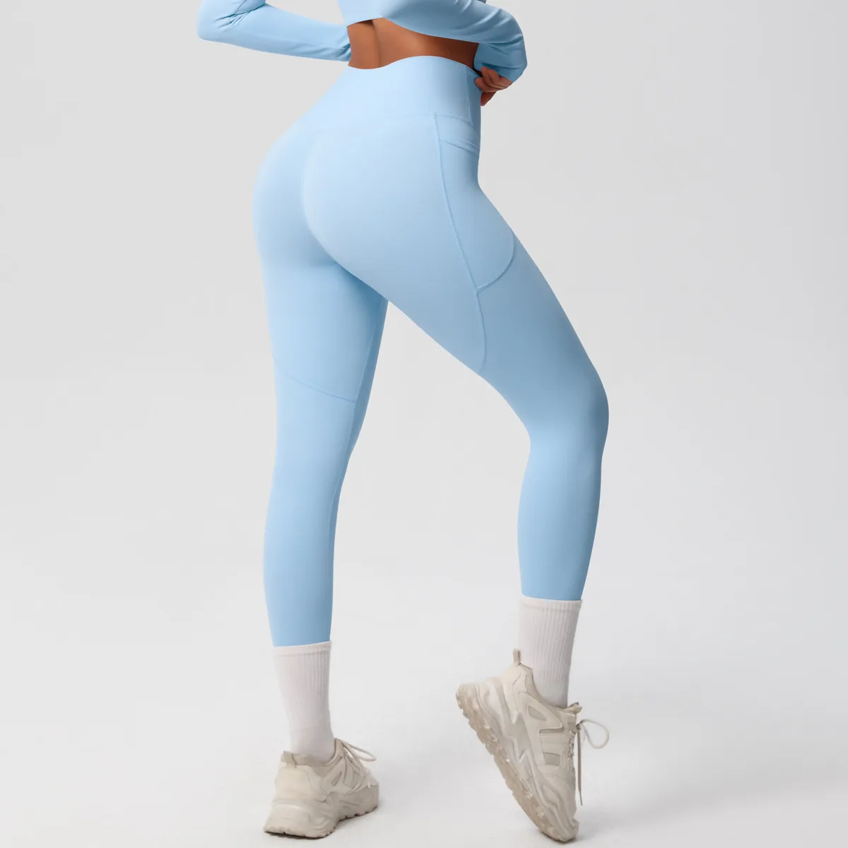 New Pure Color Double-Sided Brushed High-Waist Yoga Pants Breathable Sports Running Fitness Gym Shorts Nylon Spandex Shorts display picture 139