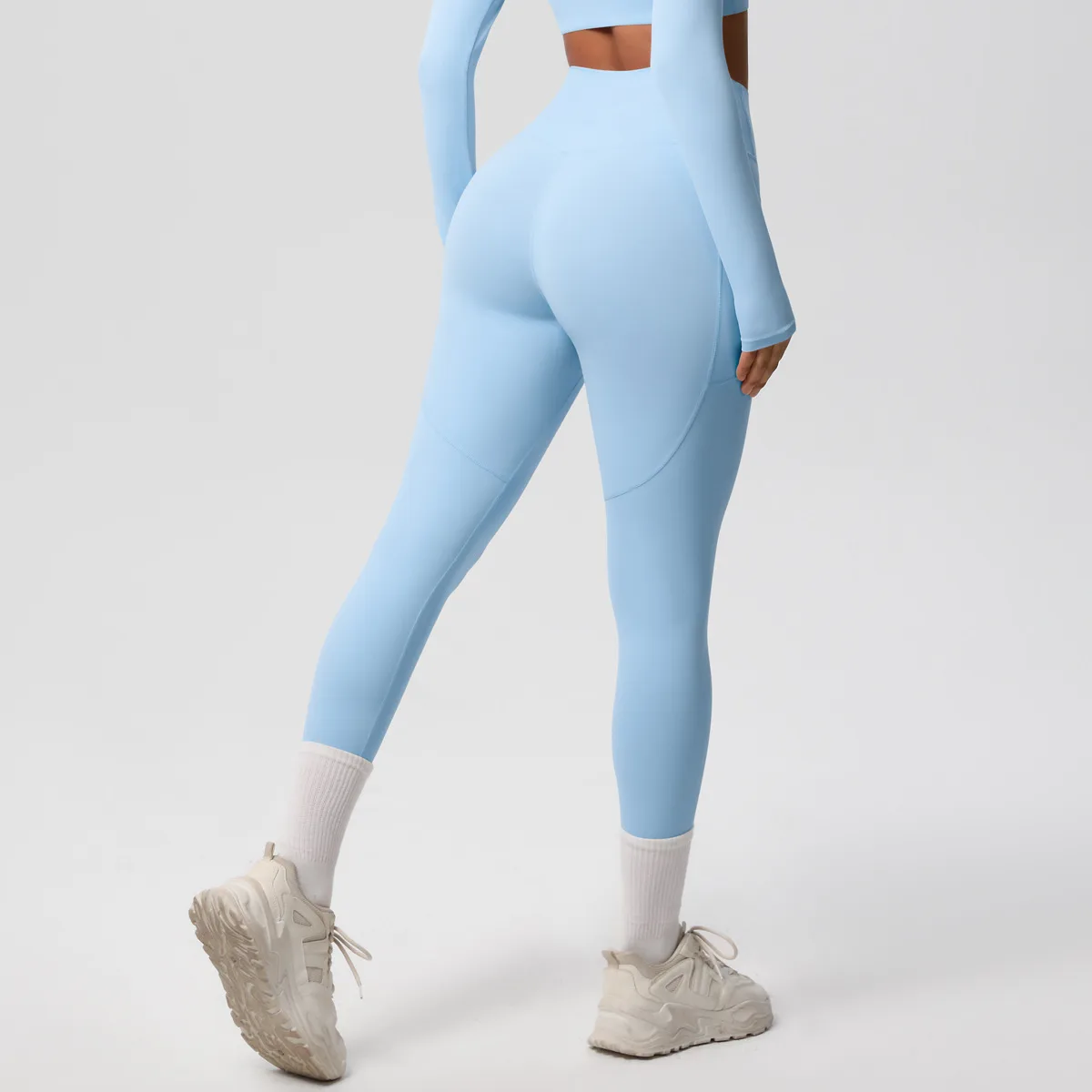 New Pure Color Double-Sided Brushed High-Waist Yoga Pants Breathable Sports Running Fitness Gym Shorts Nylon Spandex Shorts display picture 141