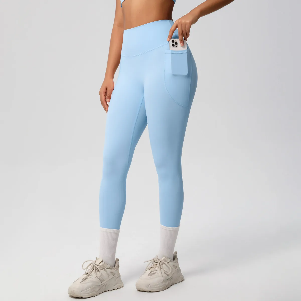 New Pure Color Double-Sided Brushed High-Waist Yoga Pants Breathable Sports Running Fitness Gym Shorts Nylon Spandex Shorts display picture 142
