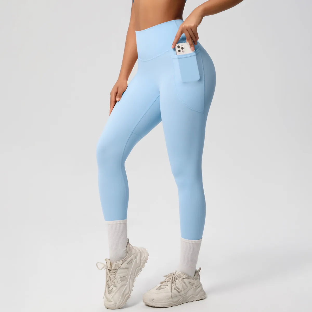 New Pure Color Double-Sided Brushed High-Waist Yoga Pants Breathable Sports Running Fitness Gym Shorts Nylon Spandex Shorts display picture 143