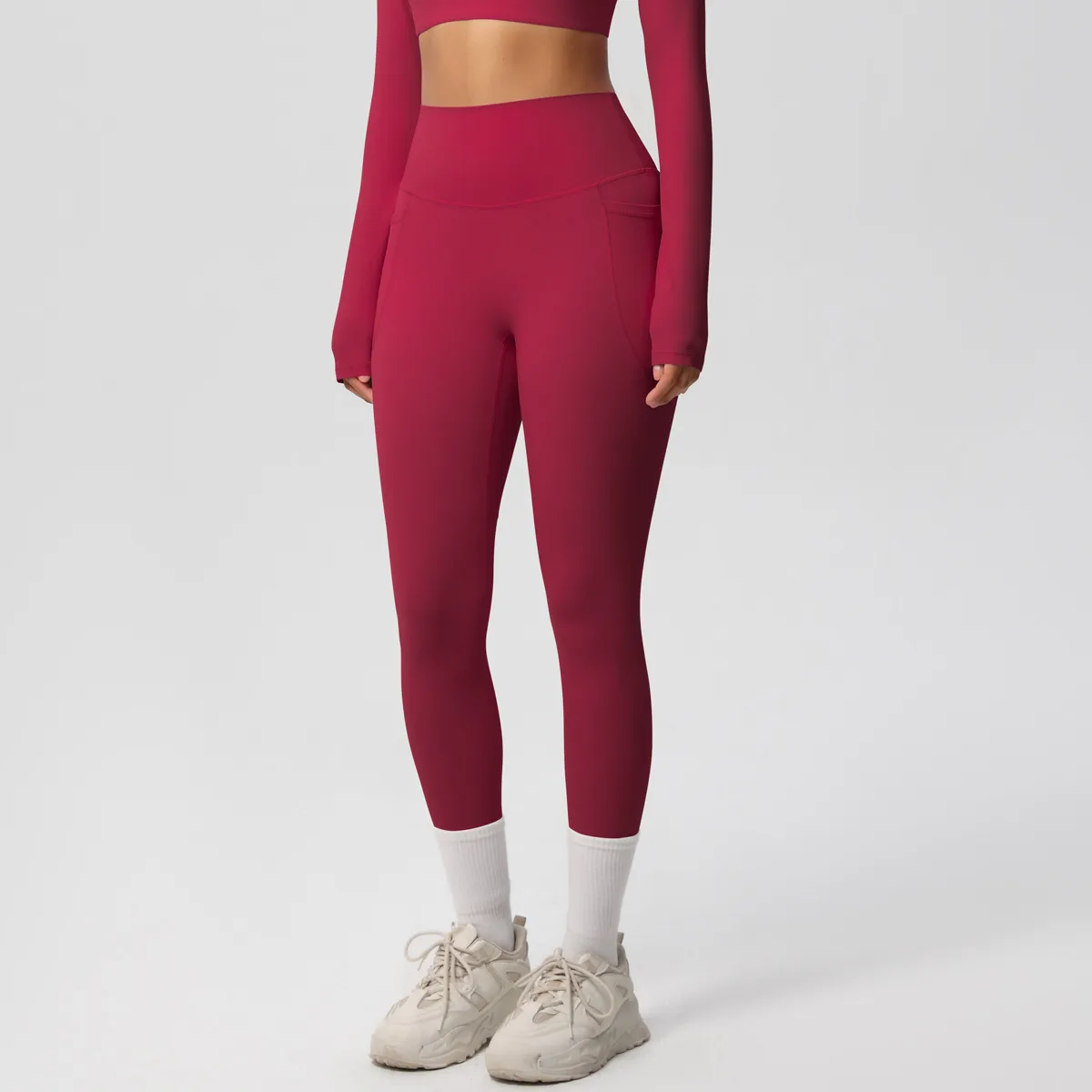 New Pure Color Double-Sided Brushed High-Waist Yoga Pants Breathable Sports Running Fitness Gym Shorts Nylon Spandex Shorts display picture 148