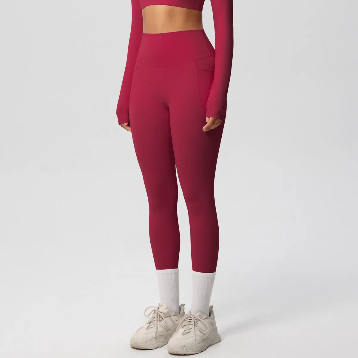 New Pure Color Double-Sided Brushed High-Waist Yoga Pants Breathable Sports Running Fitness Gym Shorts Nylon Spandex Shorts display picture 149