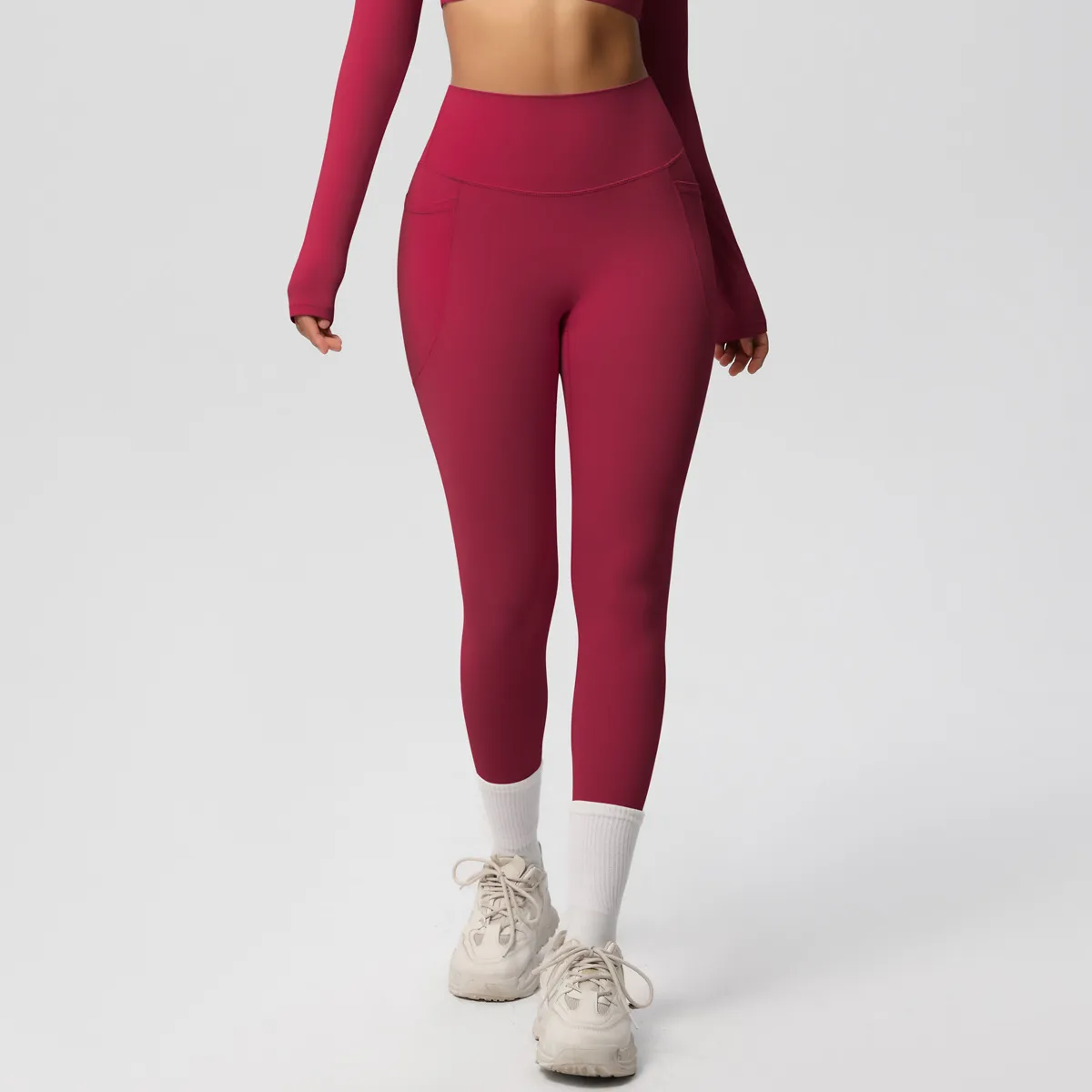 New Pure Color Double-Sided Brushed High-Waist Yoga Pants Breathable Sports Running Fitness Gym Shorts Nylon Spandex Shorts display picture 150
