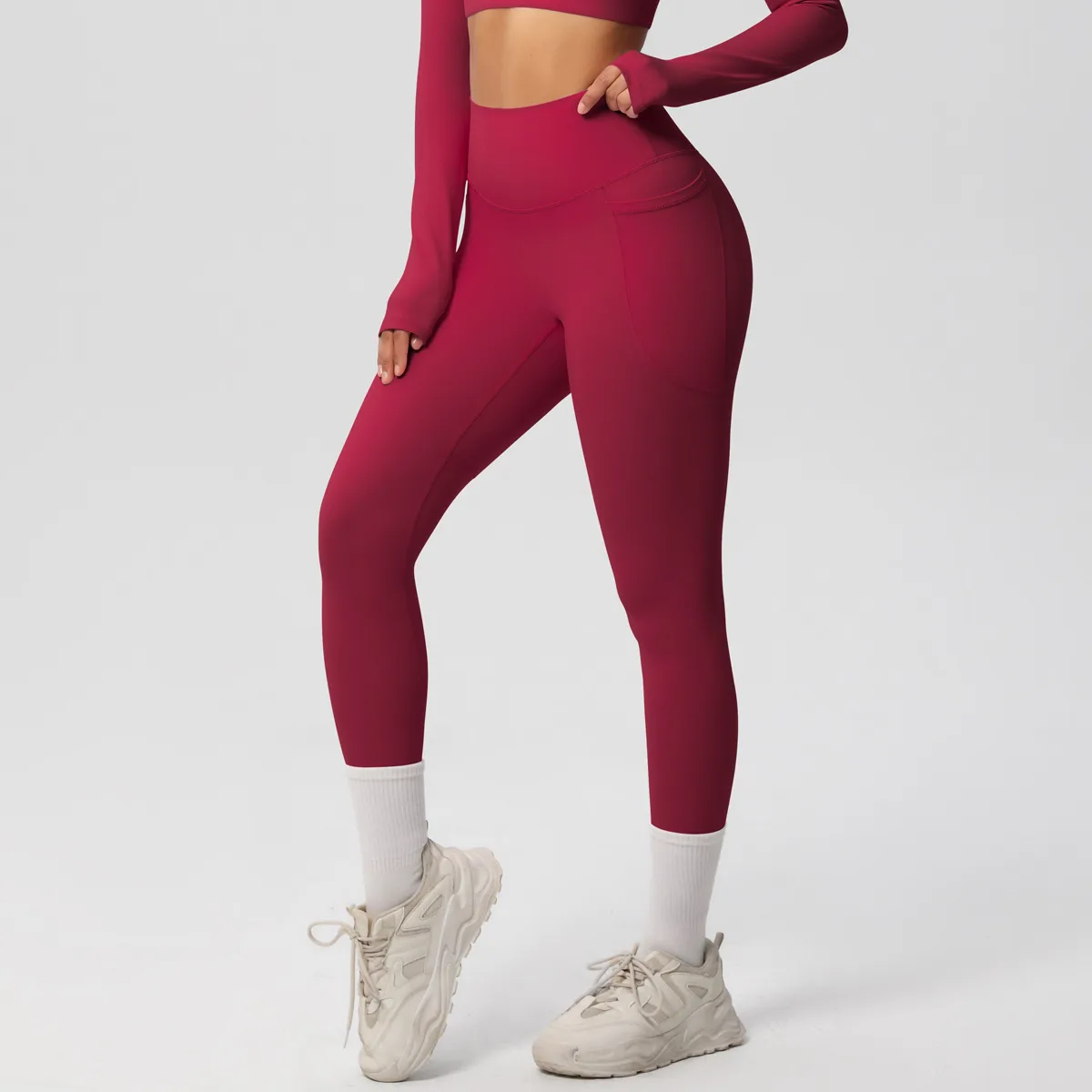 New Pure Color Double-Sided Brushed High-Waist Yoga Pants Breathable Sports Running Fitness Gym Shorts Nylon Spandex Shorts display picture 151