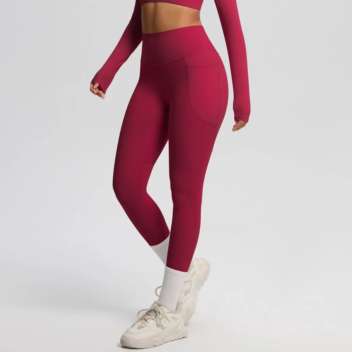 New Pure Color Double-Sided Brushed High-Waist Yoga Pants Breathable Sports Running Fitness Gym Shorts Nylon Spandex Shorts display picture 152