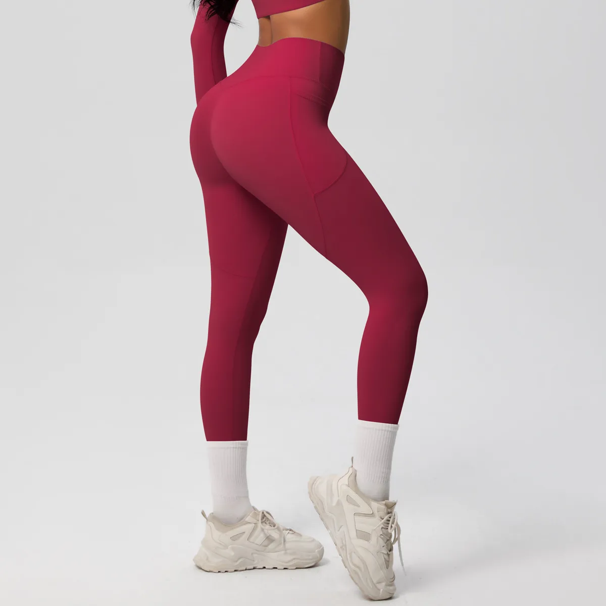 New Pure Color Double-Sided Brushed High-Waist Yoga Pants Breathable Sports Running Fitness Gym Shorts Nylon Spandex Shorts display picture 153