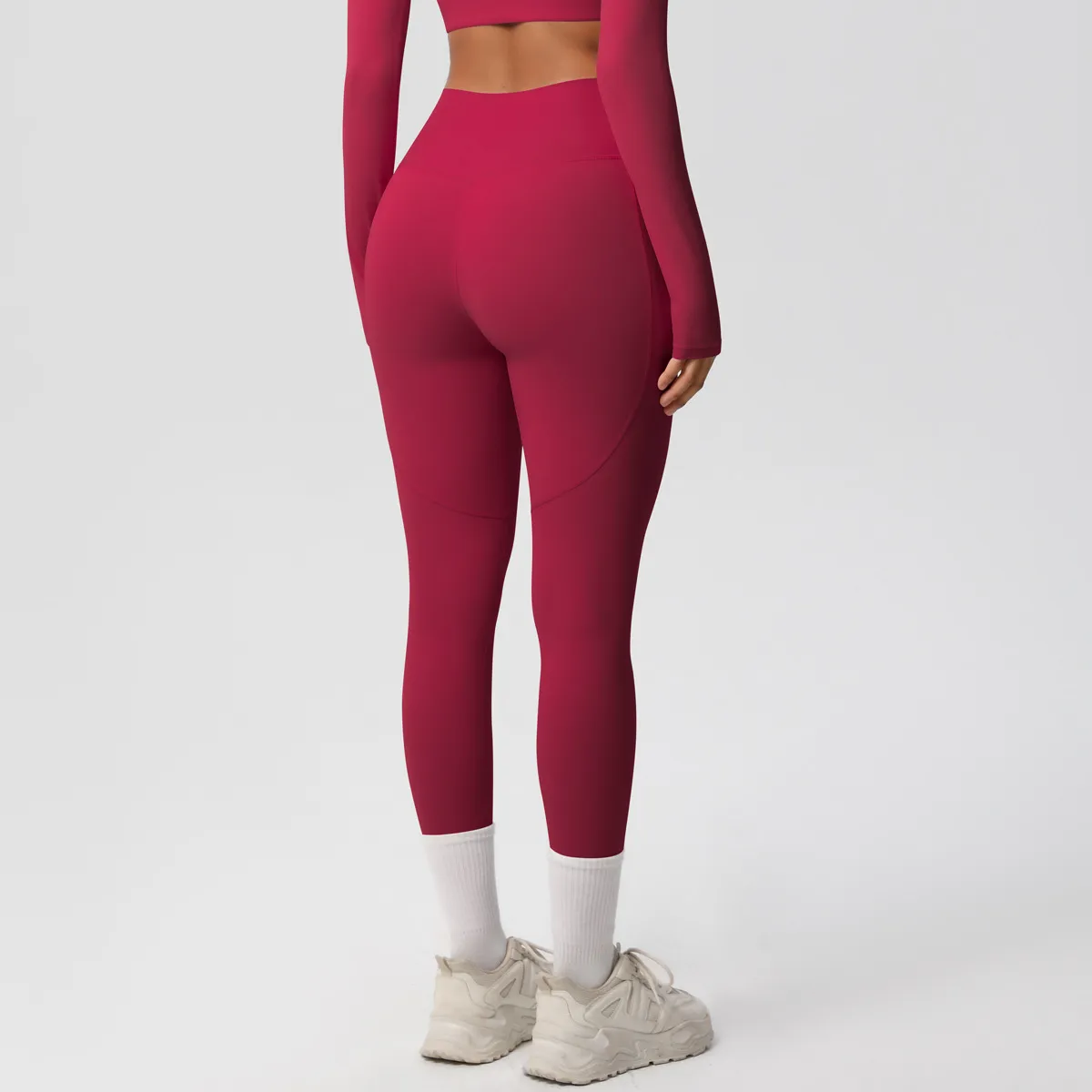New Pure Color Double-Sided Brushed High-Waist Yoga Pants Breathable Sports Running Fitness Gym Shorts Nylon Spandex Shorts display picture 155
