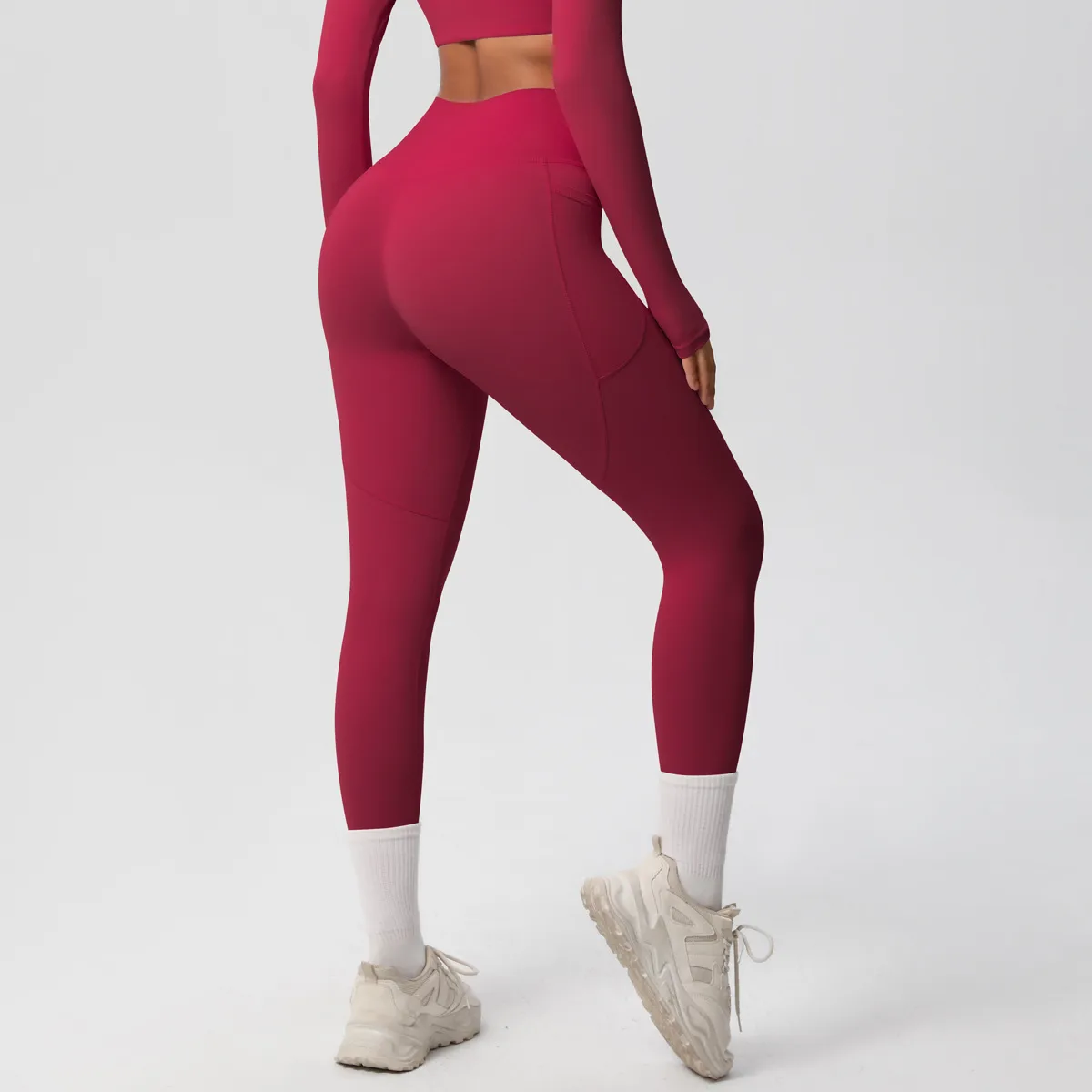 New Pure Color Double-Sided Brushed High-Waist Yoga Pants Breathable Sports Running Fitness Gym Shorts Nylon Spandex Shorts display picture 156