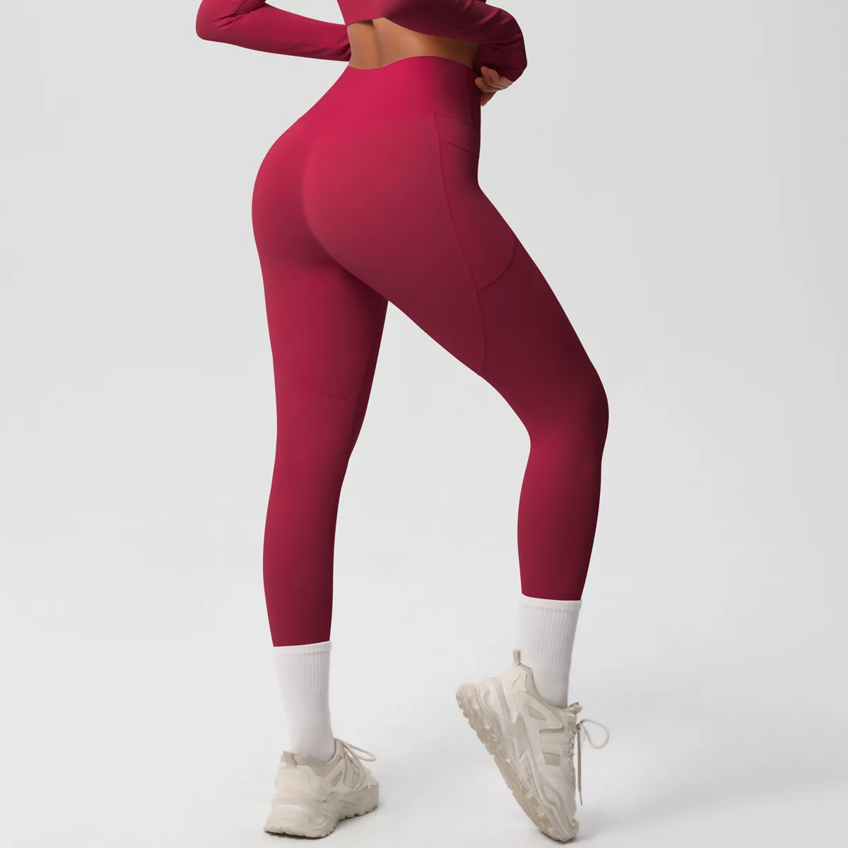 New Pure Color Double-Sided Brushed High-Waist Yoga Pants Breathable Sports Running Fitness Gym Shorts Nylon Spandex Shorts display picture 157