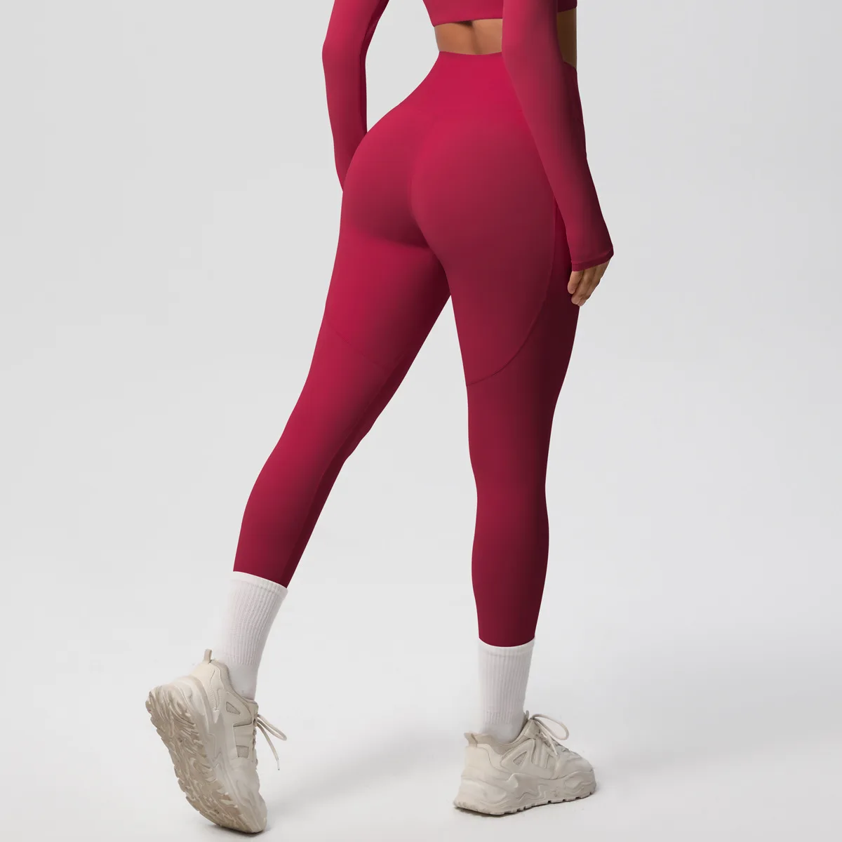 New Pure Color Double-Sided Brushed High-Waist Yoga Pants Breathable Sports Running Fitness Gym Shorts Nylon Spandex Shorts display picture 159