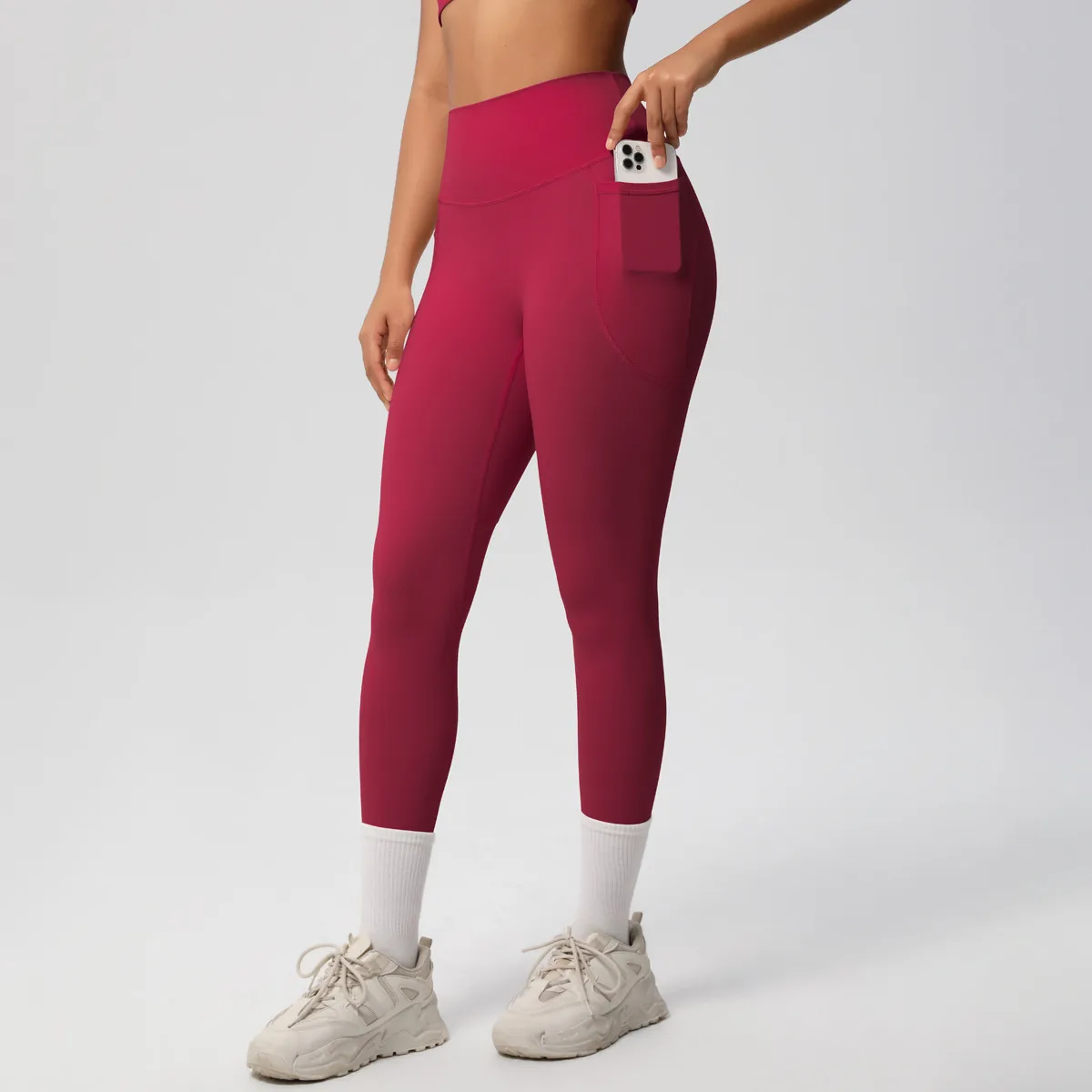 New Pure Color Double-Sided Brushed High-Waist Yoga Pants Breathable Sports Running Fitness Gym Shorts Nylon Spandex Shorts display picture 160