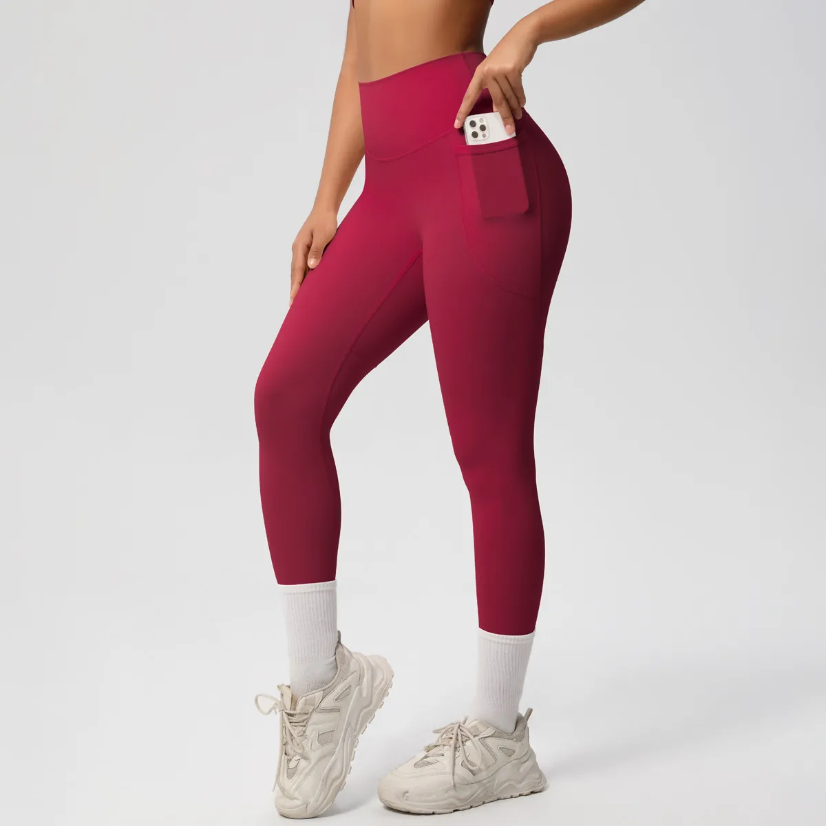 New Pure Color Double-Sided Brushed High-Waist Yoga Pants Breathable Sports Running Fitness Gym Shorts Nylon Spandex Shorts display picture 161