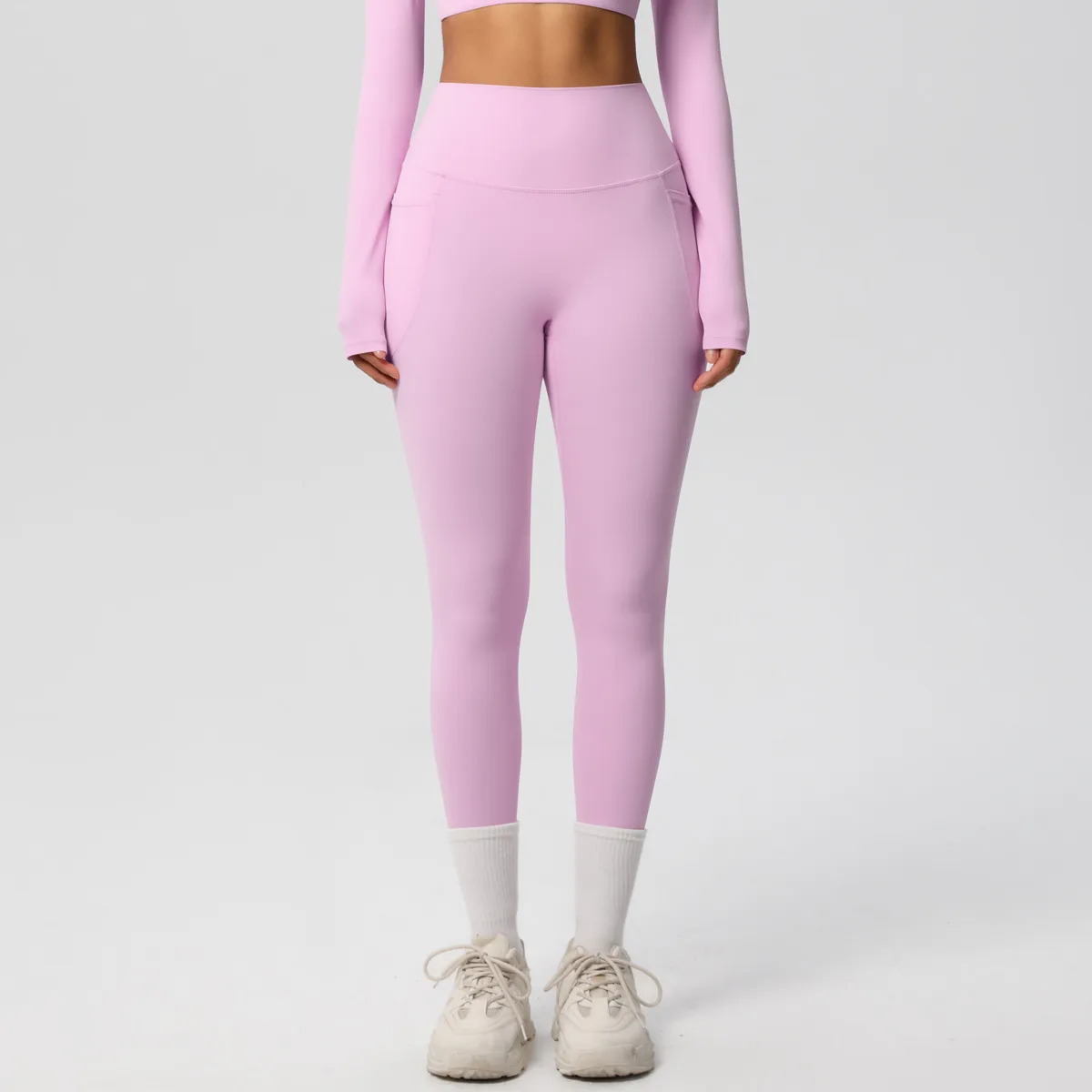 New Pure Color Double-Sided Brushed High-Waist Yoga Pants Breathable Sports Running Fitness Gym Shorts Nylon Spandex Shorts display picture 165