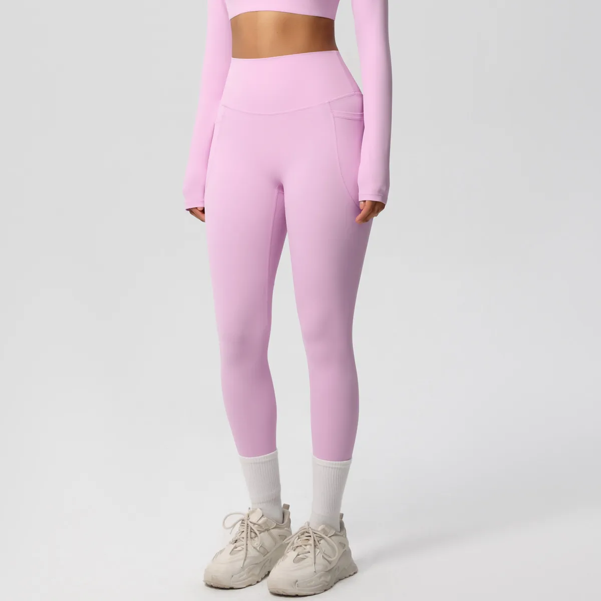 New Pure Color Double-Sided Brushed High-Waist Yoga Pants Breathable Sports Running Fitness Gym Shorts Nylon Spandex Shorts display picture 166