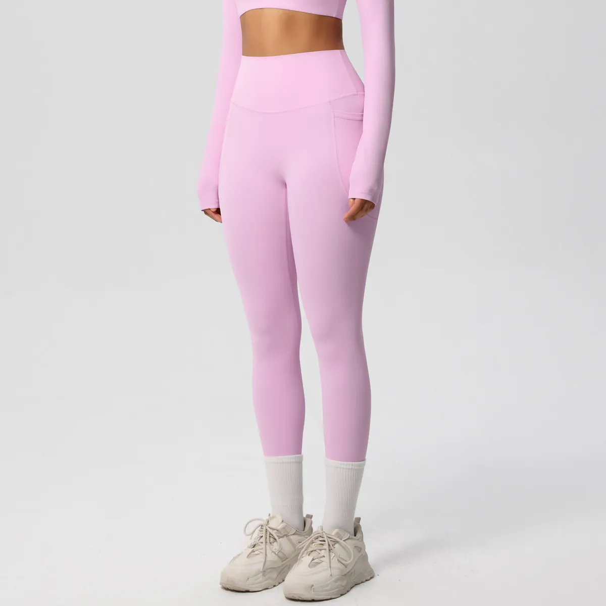 New Pure Color Double-Sided Brushed High-Waist Yoga Pants Breathable Sports Running Fitness Gym Shorts Nylon Spandex Shorts display picture 167