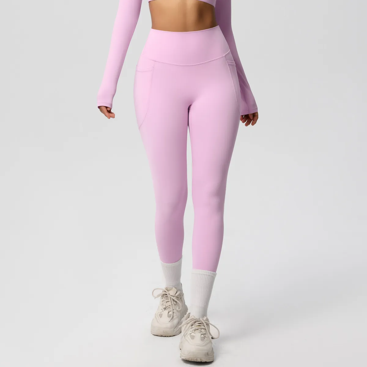 New Pure Color Double-Sided Brushed High-Waist Yoga Pants Breathable Sports Running Fitness Gym Shorts Nylon Spandex Shorts display picture 168