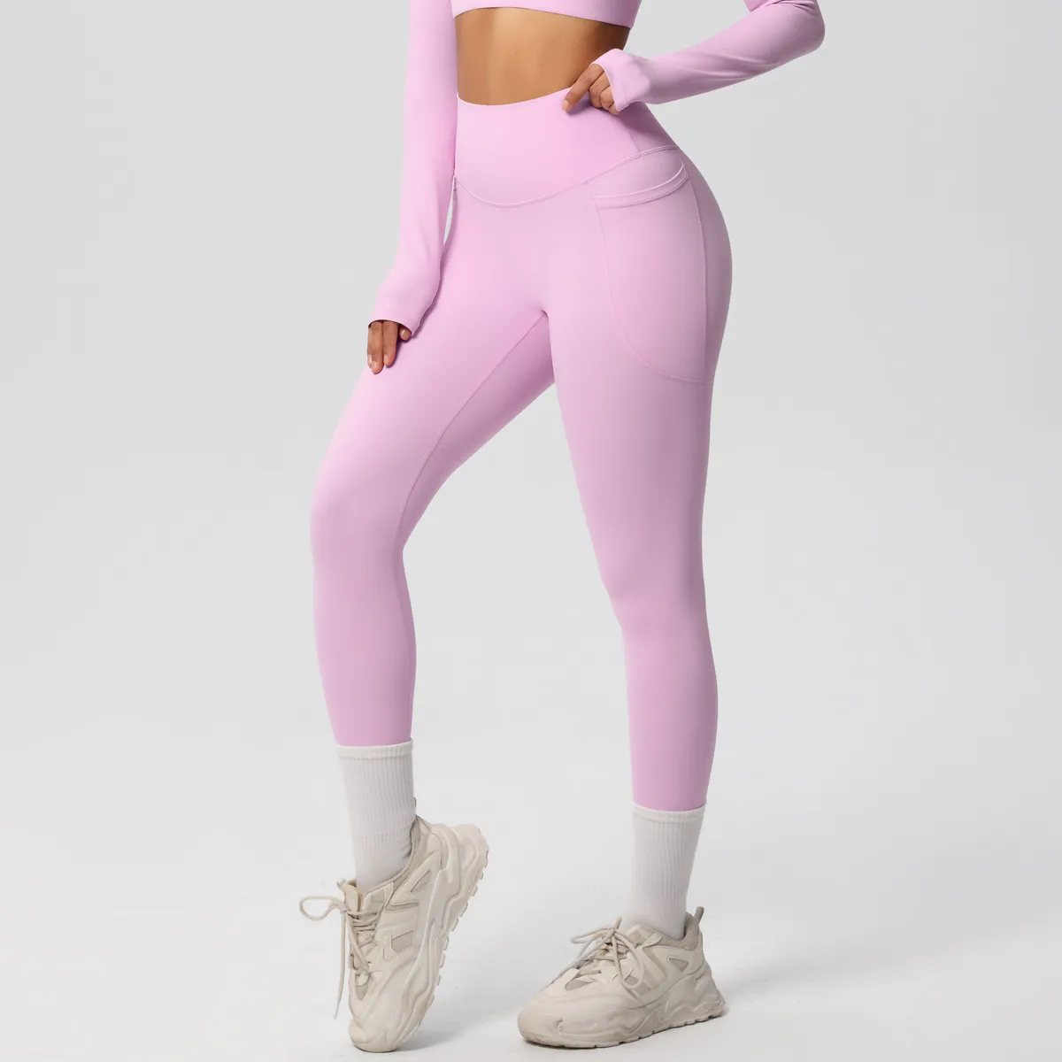 New Pure Color Double-Sided Brushed High-Waist Yoga Pants Breathable Sports Running Fitness Gym Shorts Nylon Spandex Shorts display picture 169