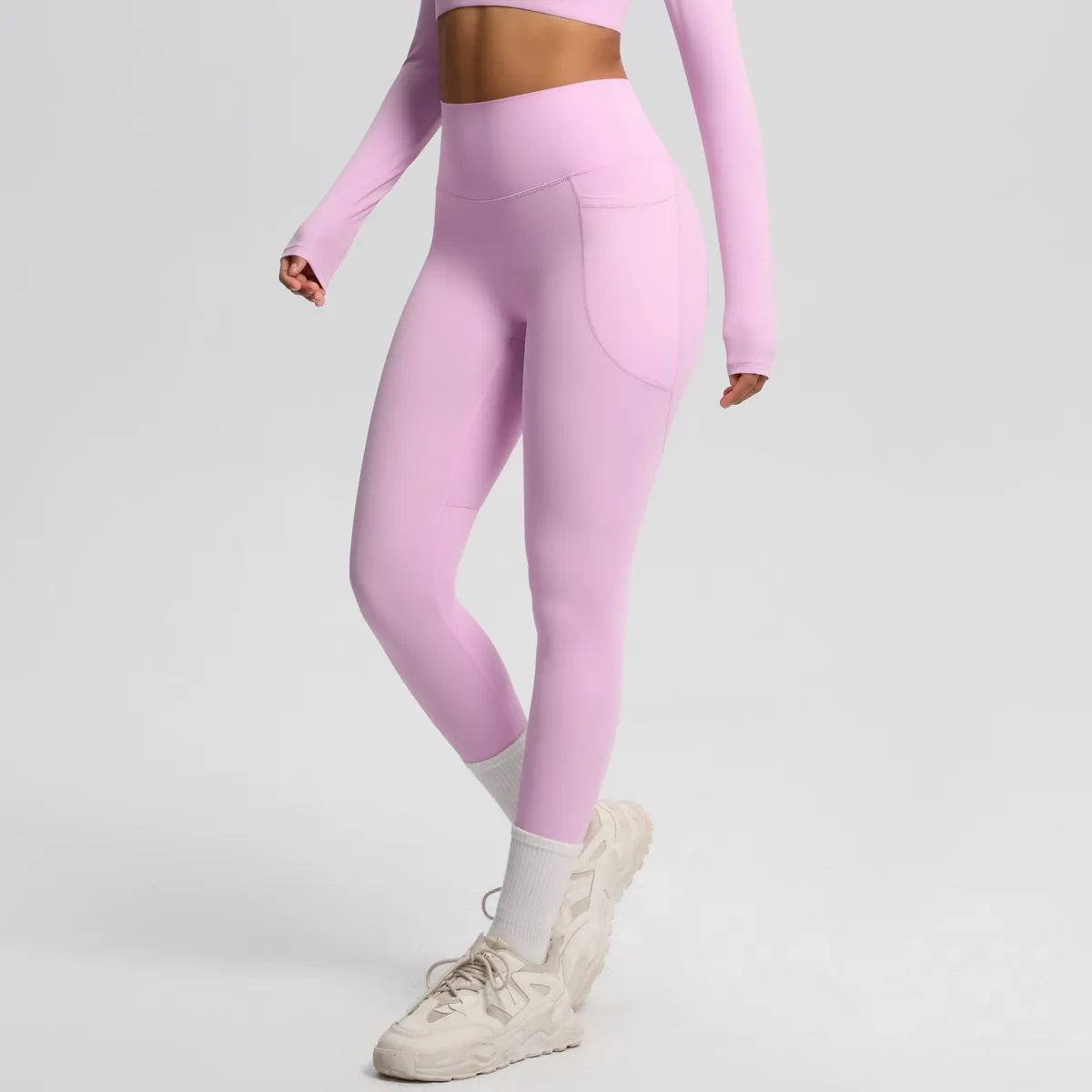 New Pure Color Double-Sided Brushed High-Waist Yoga Pants Breathable Sports Running Fitness Gym Shorts Nylon Spandex Shorts display picture 170