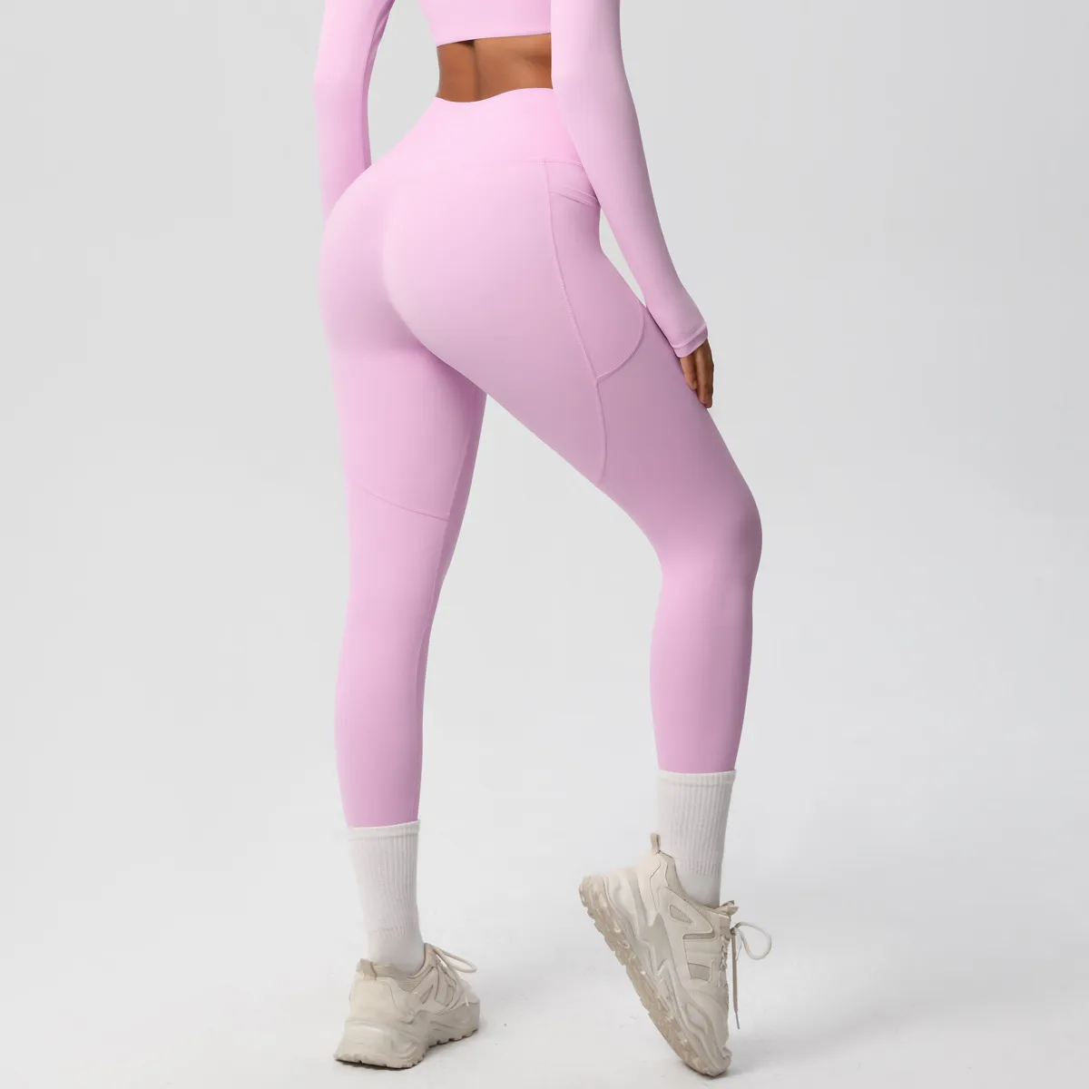 New Pure Color Double-Sided Brushed High-Waist Yoga Pants Breathable Sports Running Fitness Gym Shorts Nylon Spandex Shorts display picture 174