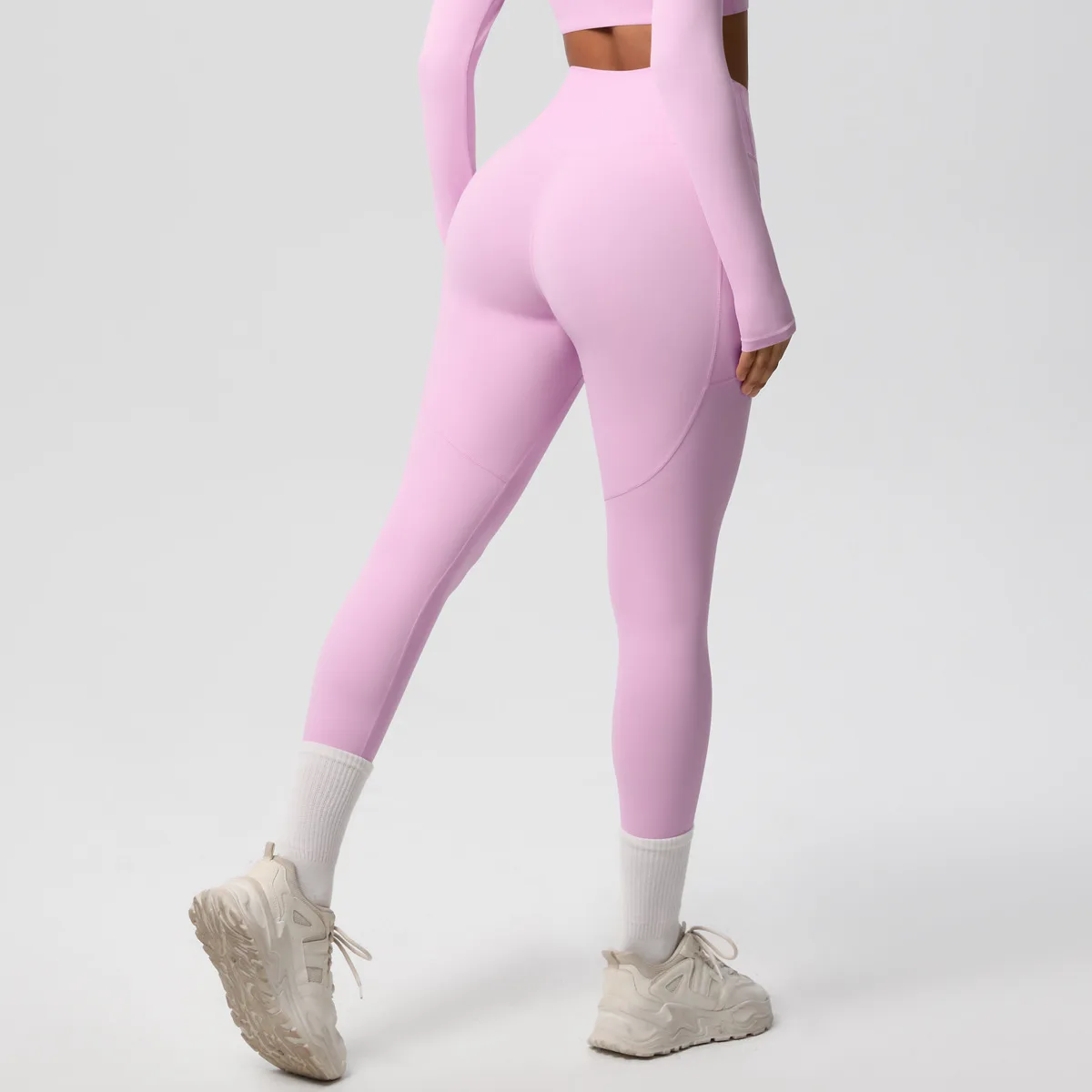 New Pure Color Double-Sided Brushed High-Waist Yoga Pants Breathable Sports Running Fitness Gym Shorts Nylon Spandex Shorts display picture 177