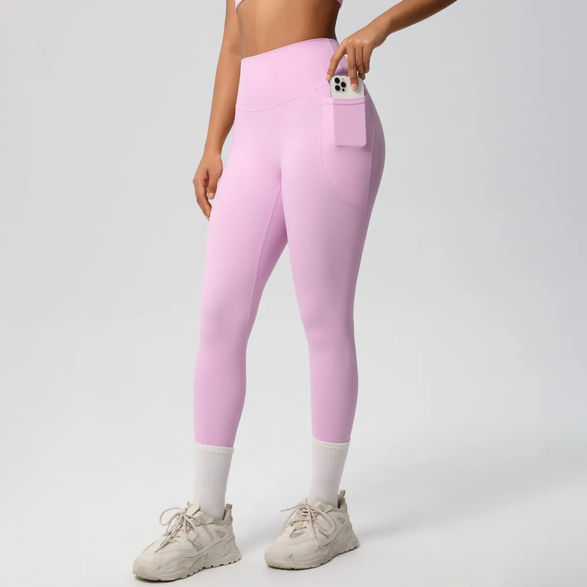 New Pure Color Double-Sided Brushed High-Waist Yoga Pants Breathable Sports Running Fitness Gym Shorts Nylon Spandex Shorts display picture 178