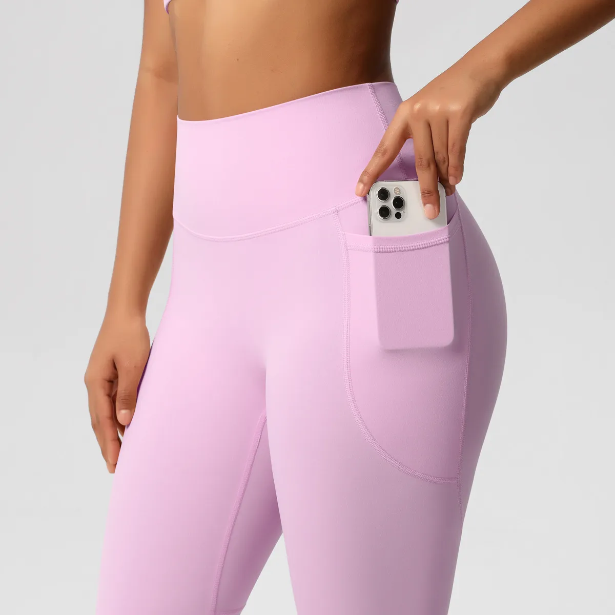 New Pure Color Double-Sided Brushed High-Waist Yoga Pants Breathable Sports Running Fitness Gym Shorts Nylon Spandex Shorts display picture 182