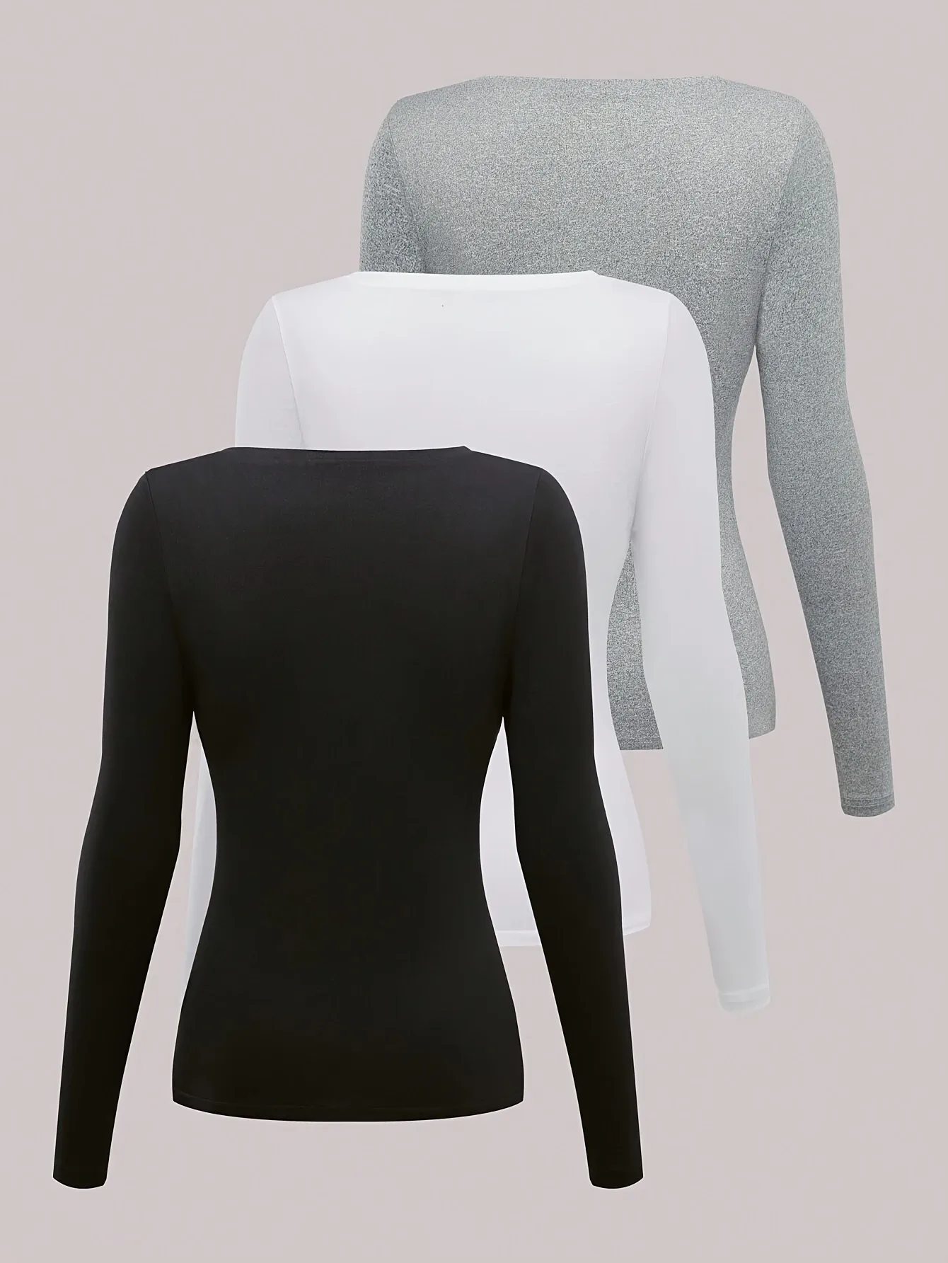 Women's Long Sleeve T-Shirt Three-Piece Set Breathable Comfortable Solid Color Top Suitable For Spring Summer Fashion And Daily Wear display picture 2