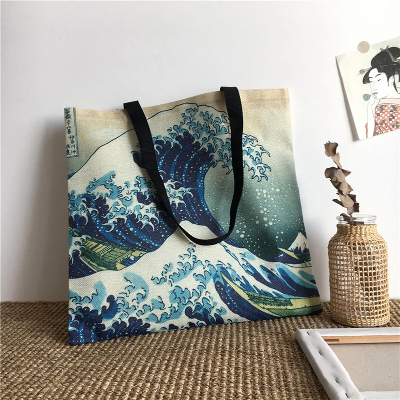Ocean Whale Print Ladies Shoulder Tote Bag Reusable Shopping Handbag Polyester Medium Size Women's Fashion Eco-Friendly Bag display picture 4