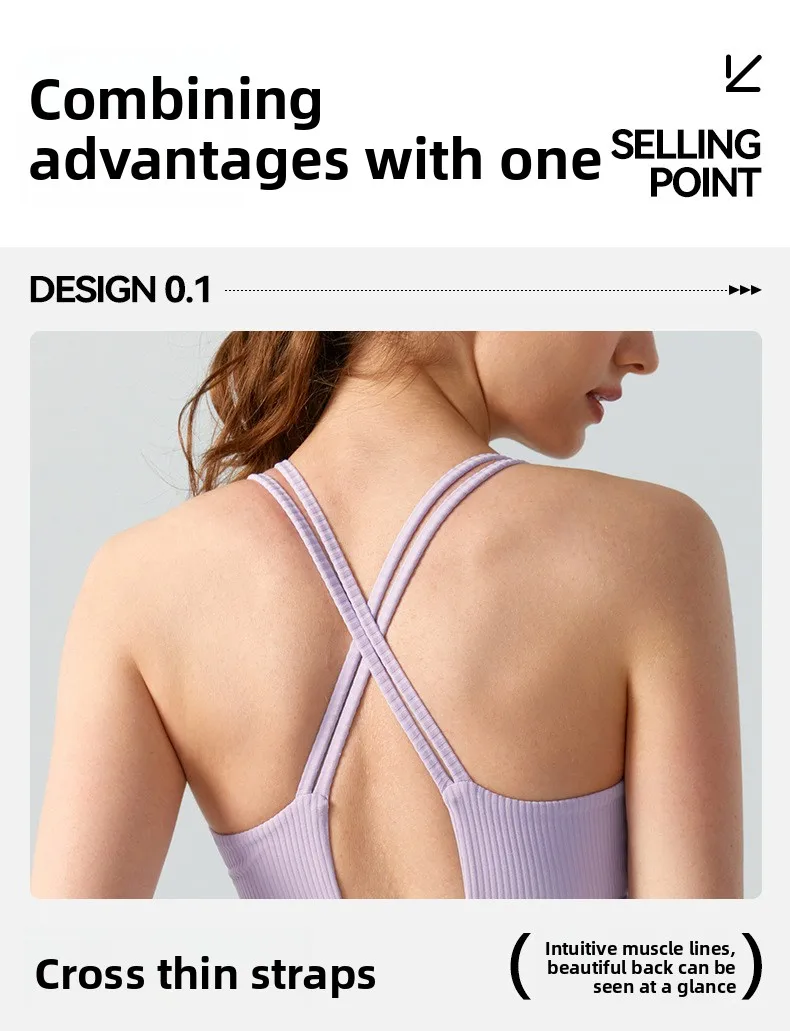 Women's Yoga Vest Sports Fitness Running Bra With Chest Pad Medium Intensity Outdoor Running Beautiful Back One-Piece Underwear display picture 2