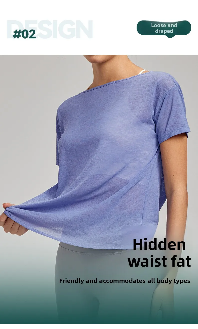 Sporty Thin Drapey Yoga Top Women's Summer Sleeveless Fitness Shirt Sexy Back Cover Up Gymnasium Tunic Pure Color Outdoor Wear display picture 3