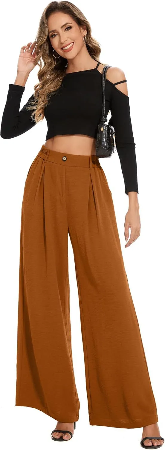 Elastic Waist High Waist Casual Straight-Leg Wide Leg Pants display picture 3