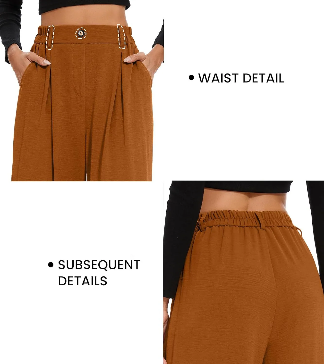 Elastic Waist High Waist Casual Straight-Leg Wide Leg Pants display picture 4