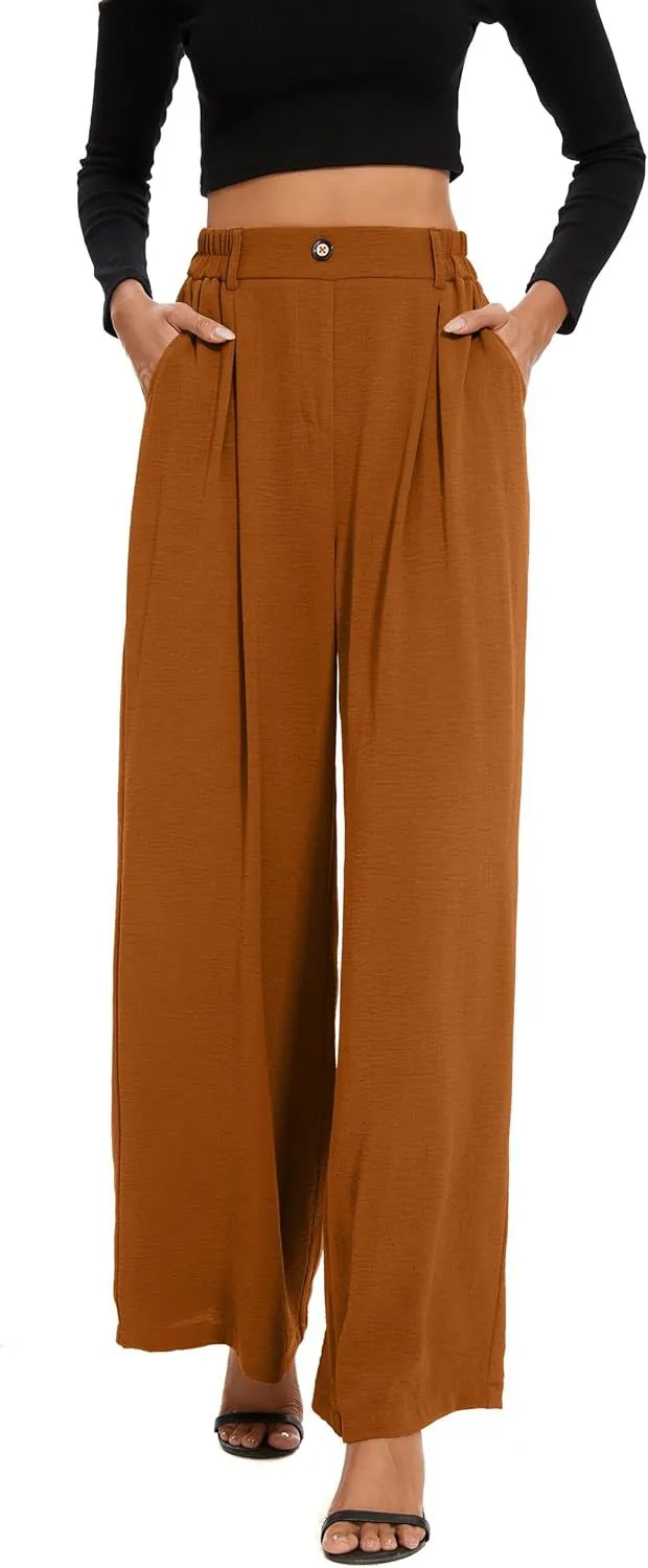 Elastic Waist High Waist Casual Straight-Leg Wide Leg Pants display picture 5