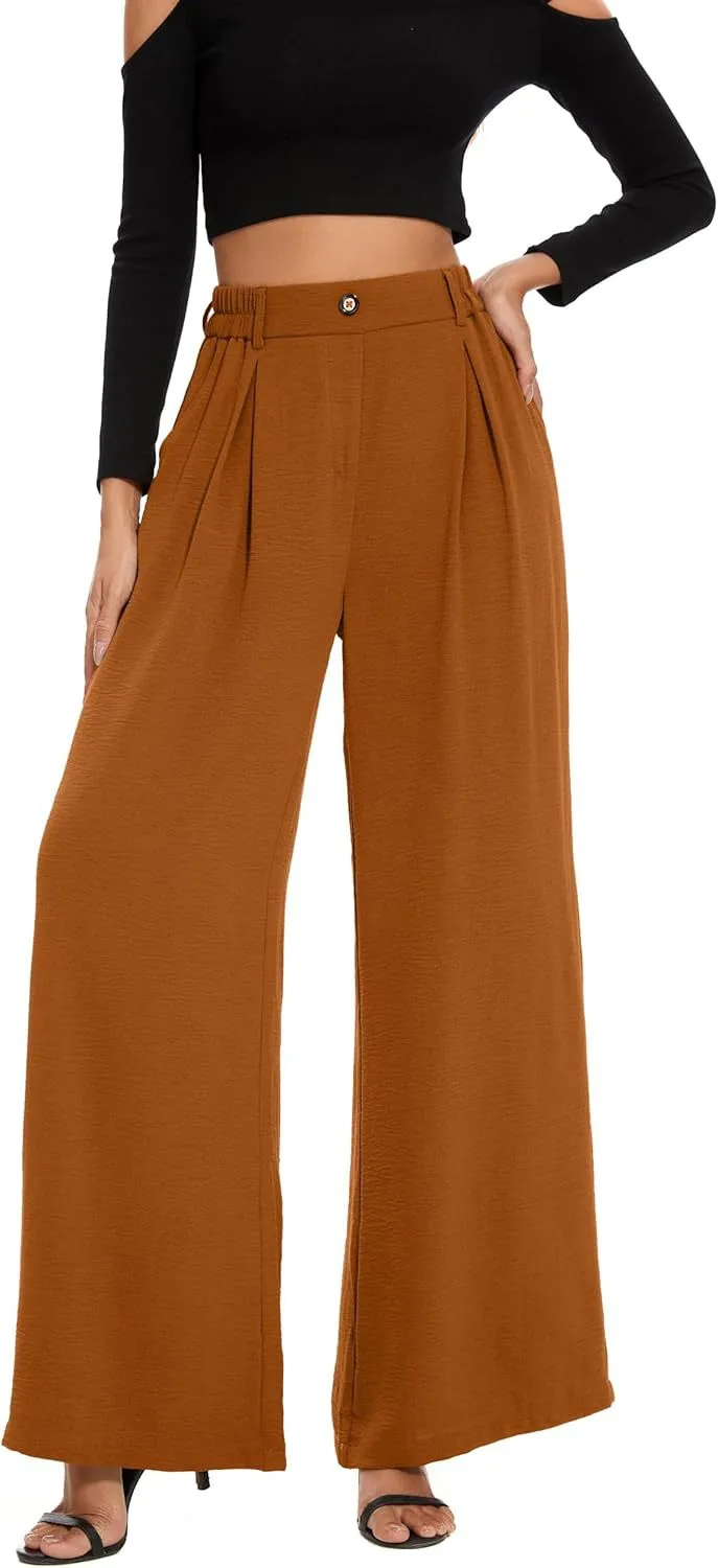 Elastic Waist High Waist Casual Straight-Leg Wide Leg Pants display picture 6