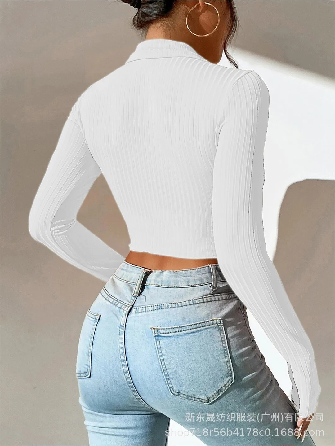 Long Sleeve Top Women's New Sexy Midriff-Baring Slim Lapel Sun Protection Shirt display picture 4
