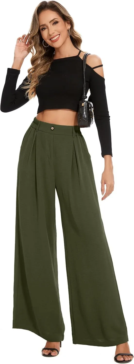Elastic Waist High Waist Casual Straight-Leg Wide Leg Pants display picture 8