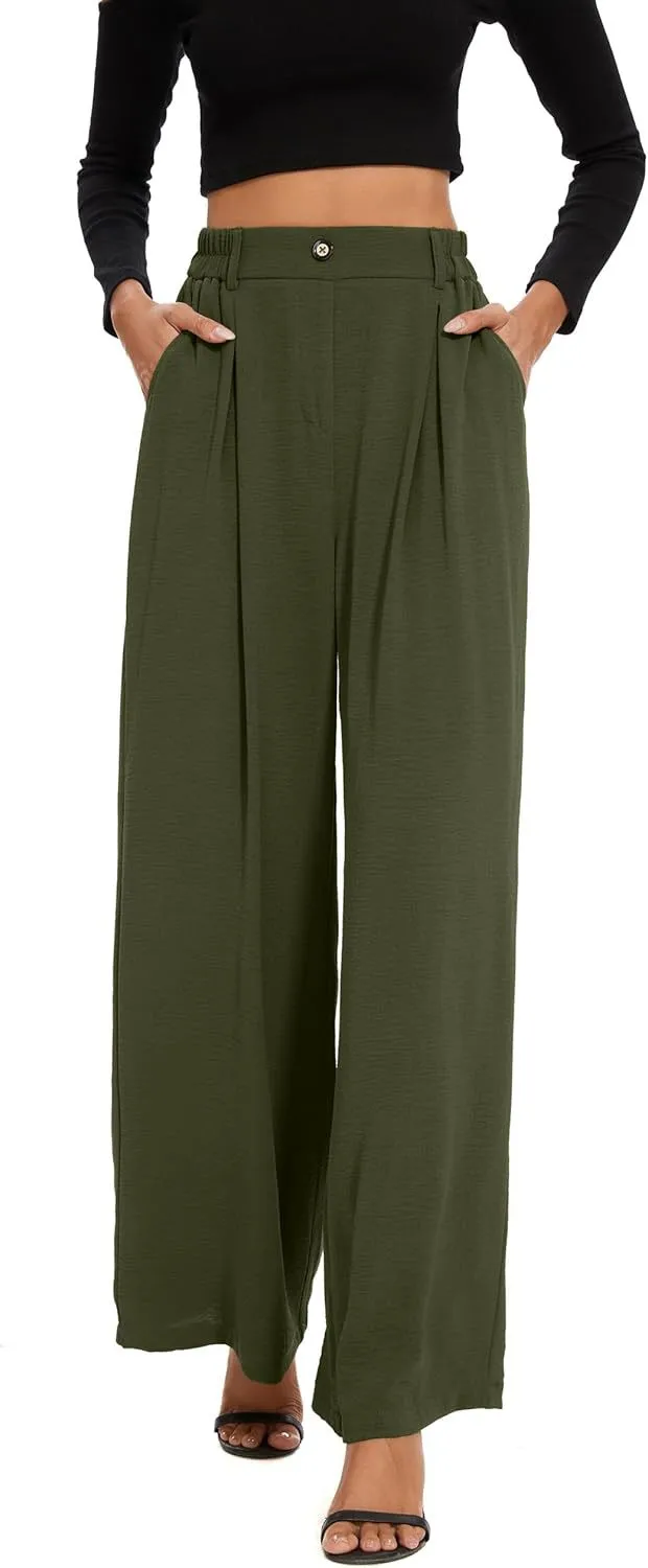 Elastic Waist High Waist Casual Straight-Leg Wide Leg Pants display picture 10